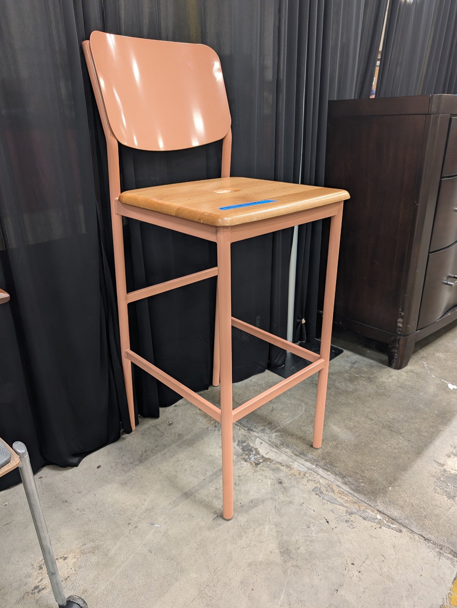 KEILHAUER Peach Metal Bar Stool with Wood Seat