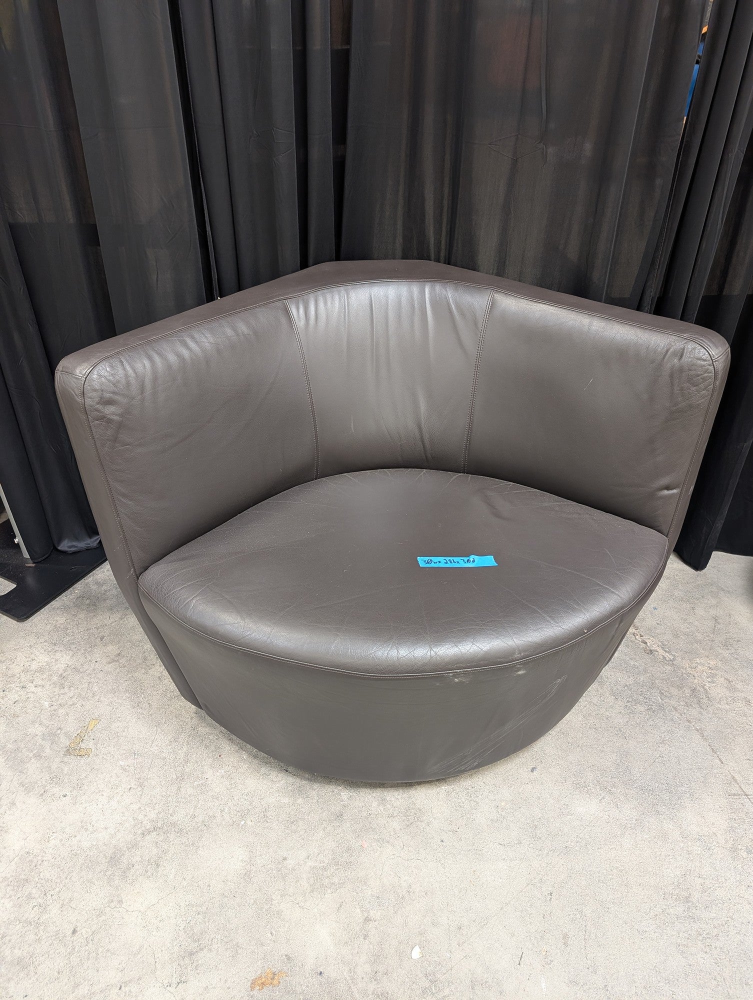 Curved Grey Leather Armless Accent Chair
