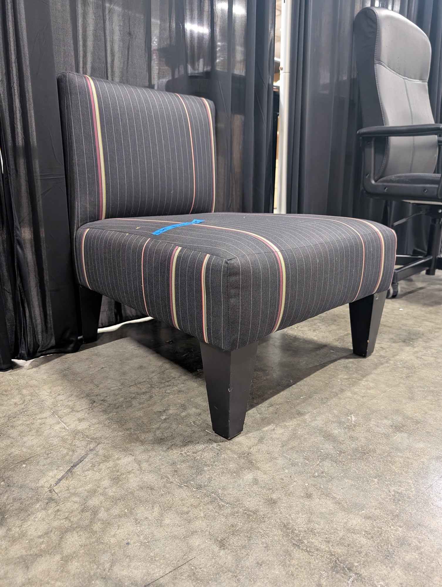 Charter Furniture Corp Grey Pinstripe Armless Chair in Upholstered Fabric