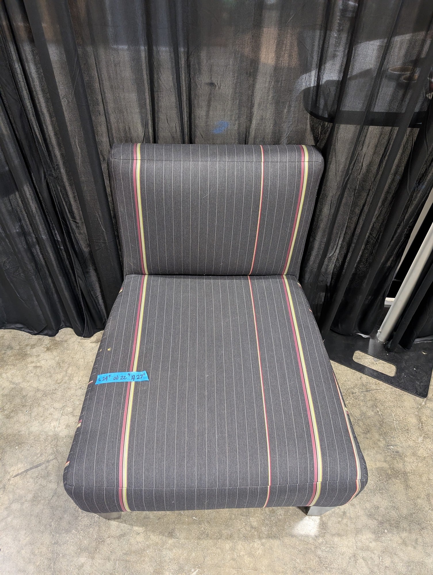 Charter Furniture Corp Grey Pinstripe Armless Chair in Upholstered Fabric