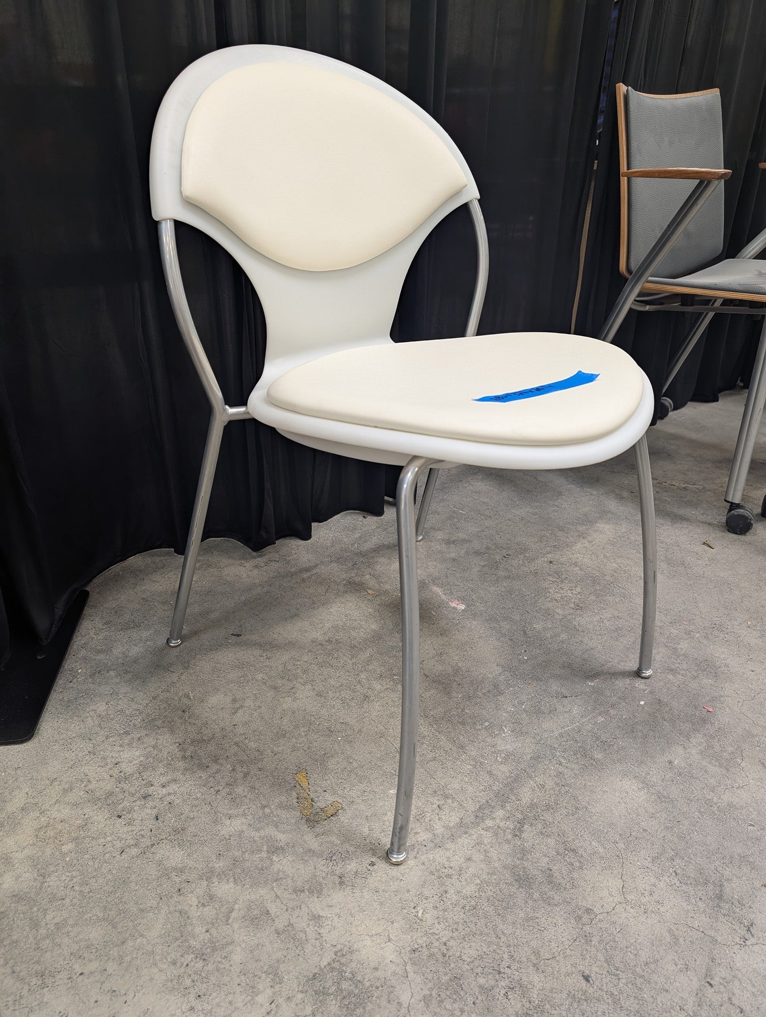 Versteel Contemporary White Chair with Metal Legs