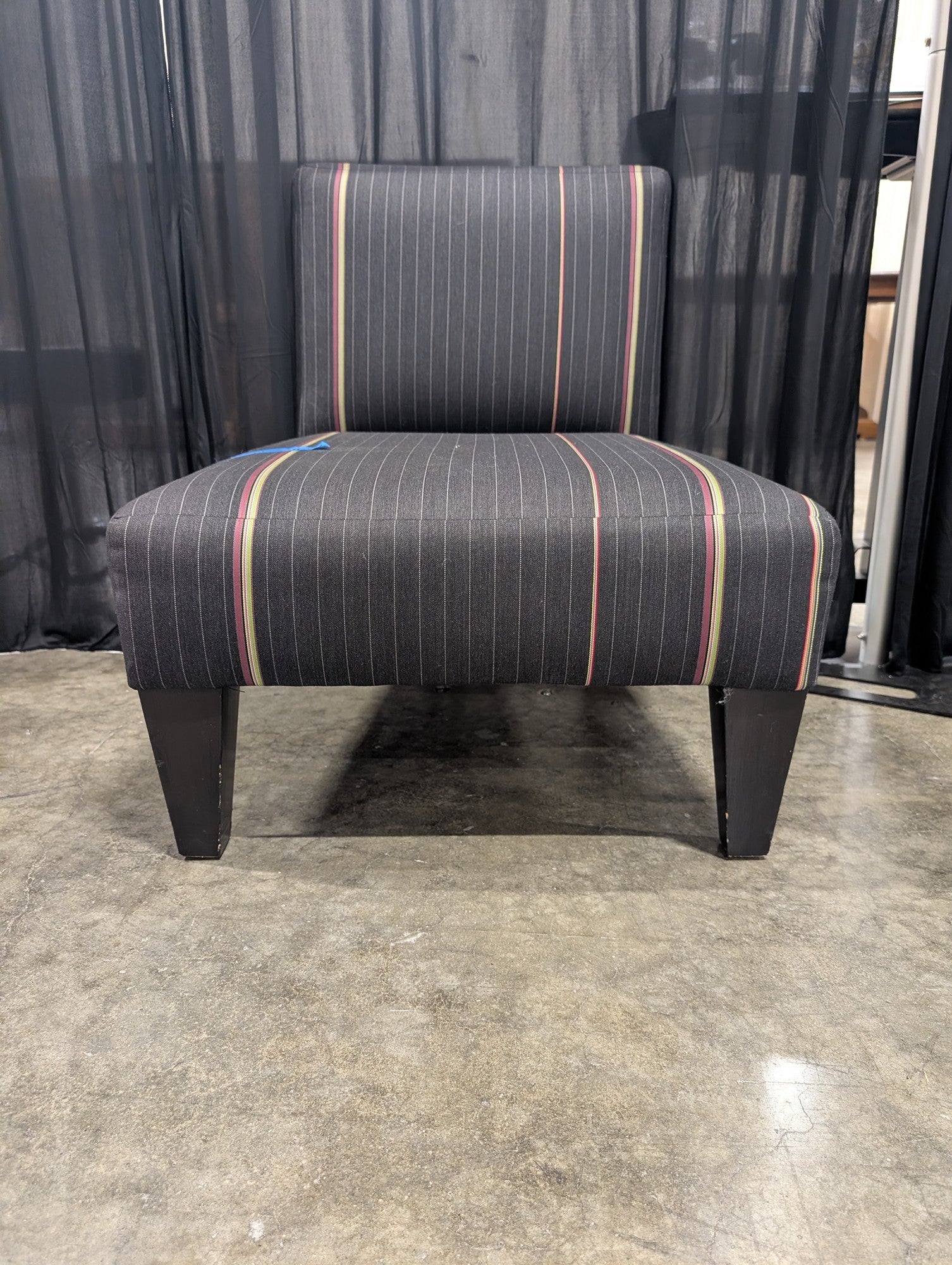 Charter Furniture Corp Grey Pinstripe Armless Chair in Upholstered Fabric