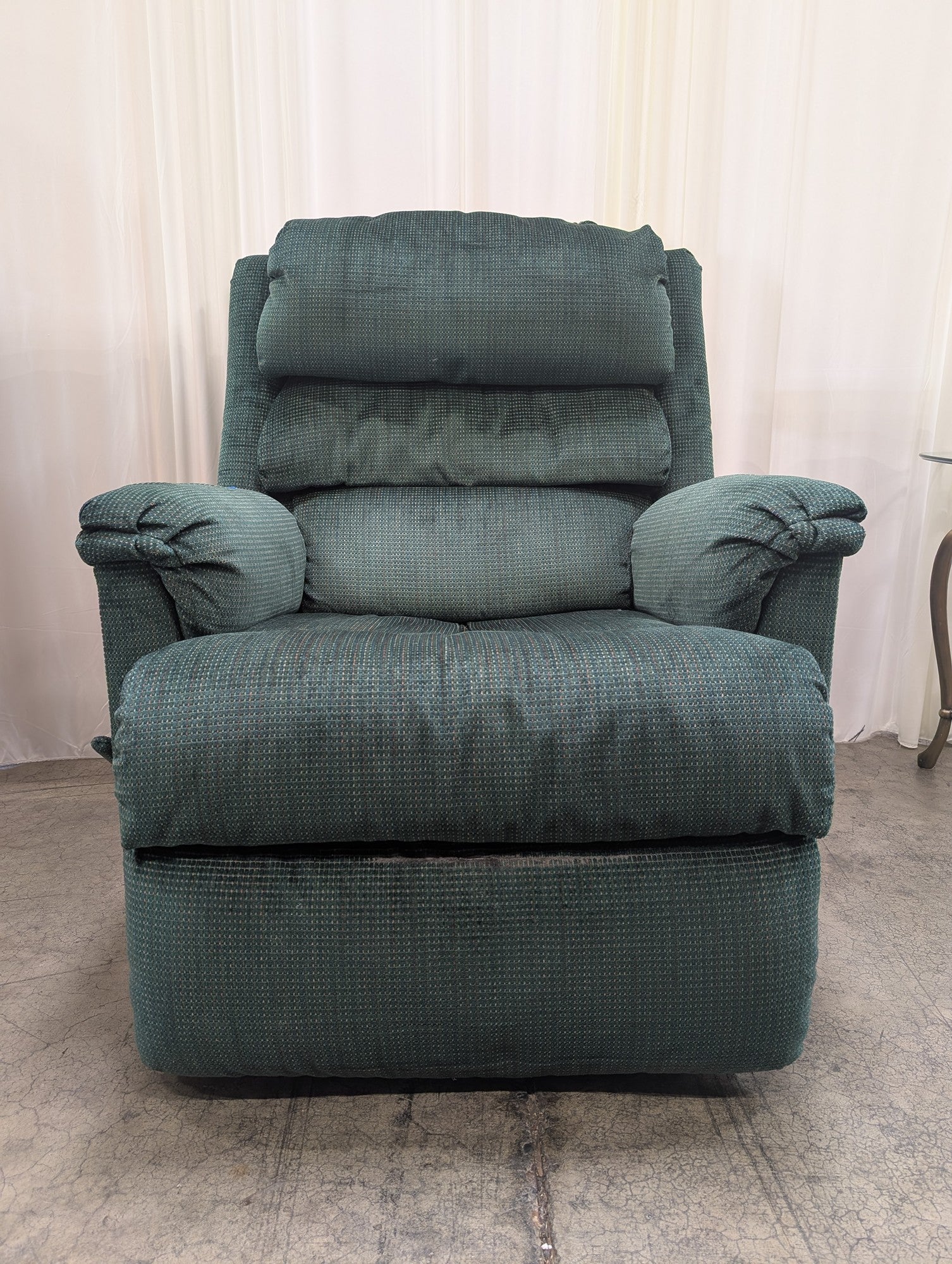 Padded Dark Green Upholstered Fabric Recliner