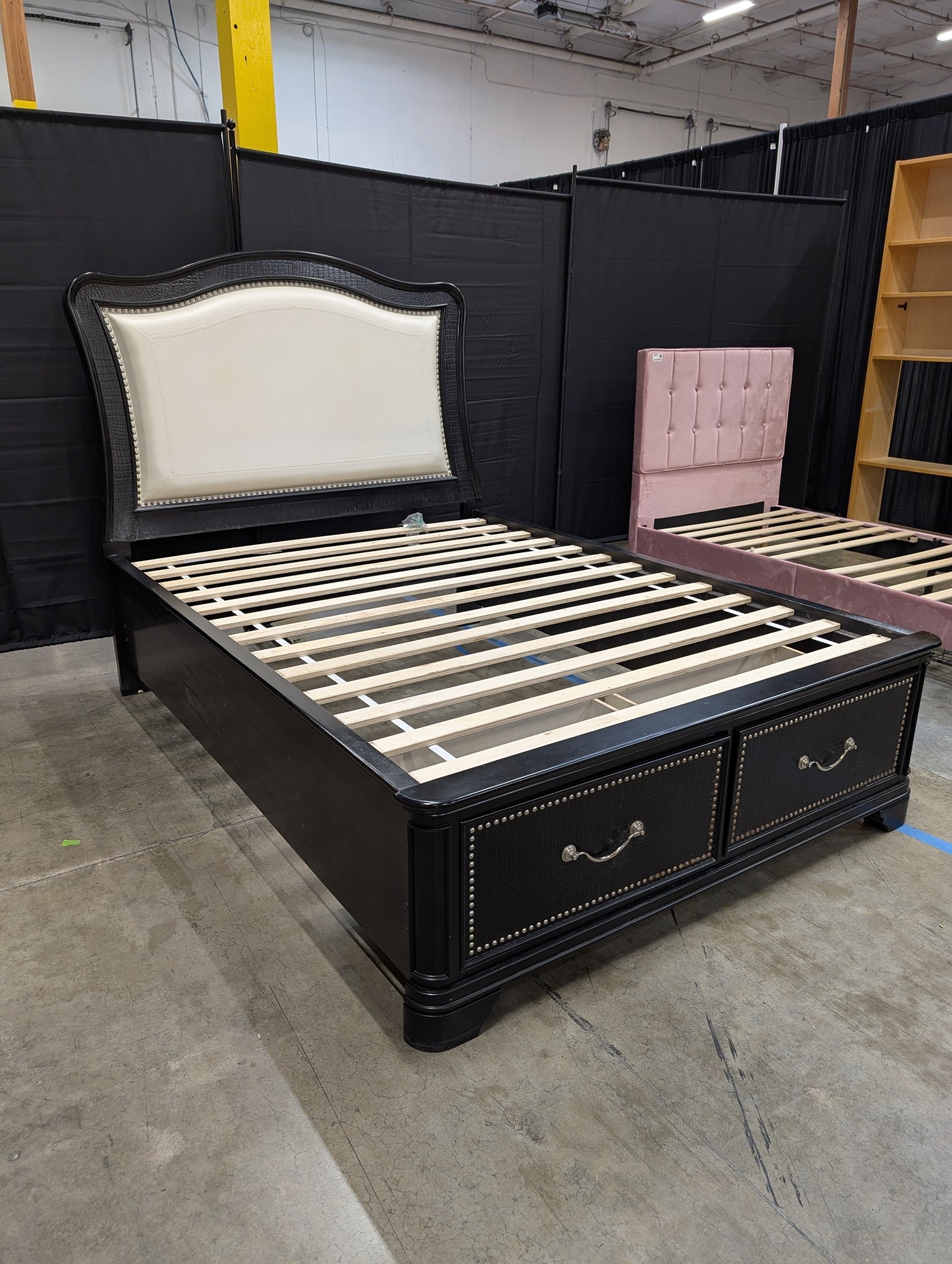 Timber Industries Dark Crocodile Texture Bed with Storage Drawers