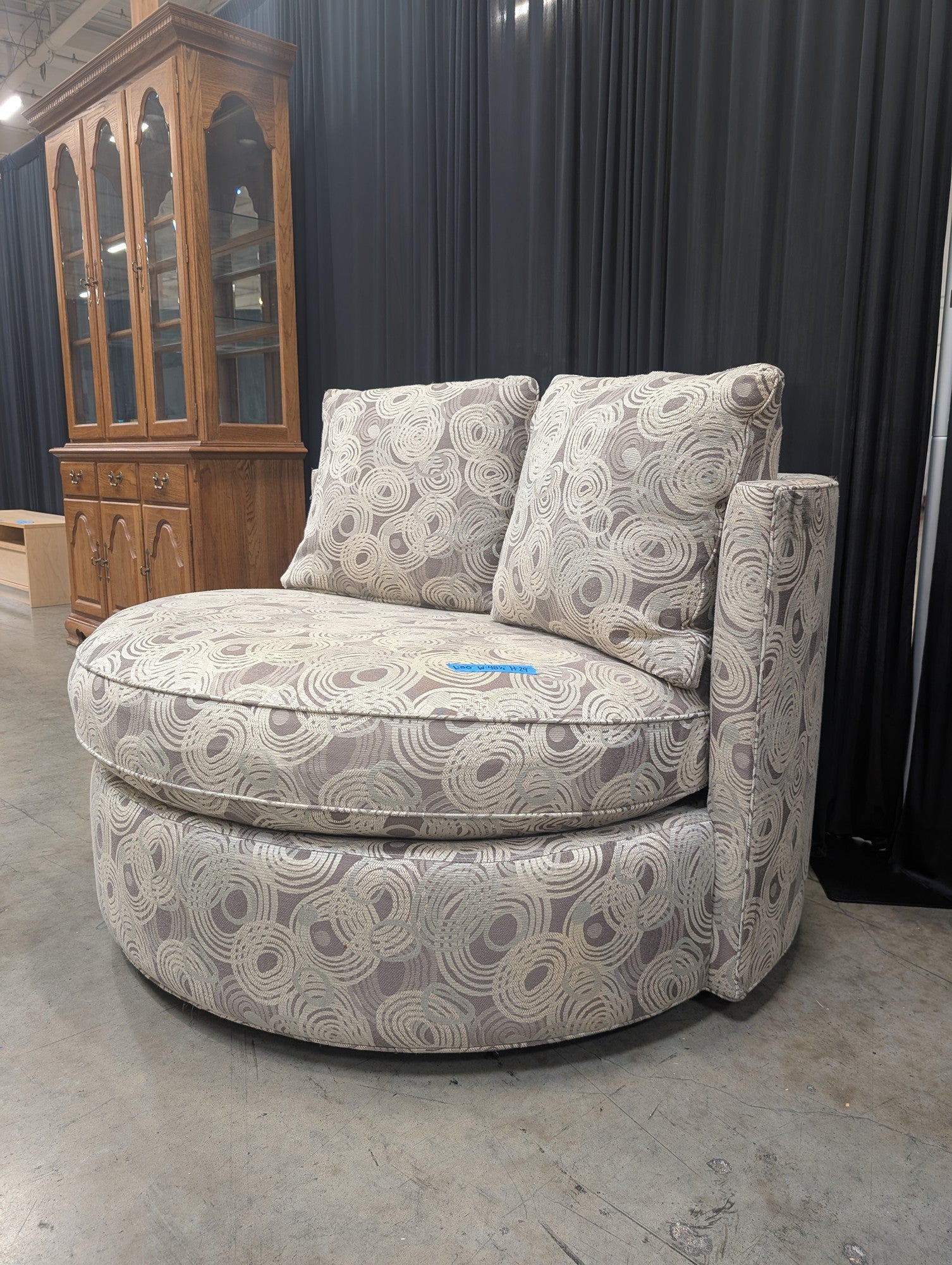 Macy's Modern Concepts Round Swivel Chair in Beige and Grey Swirl