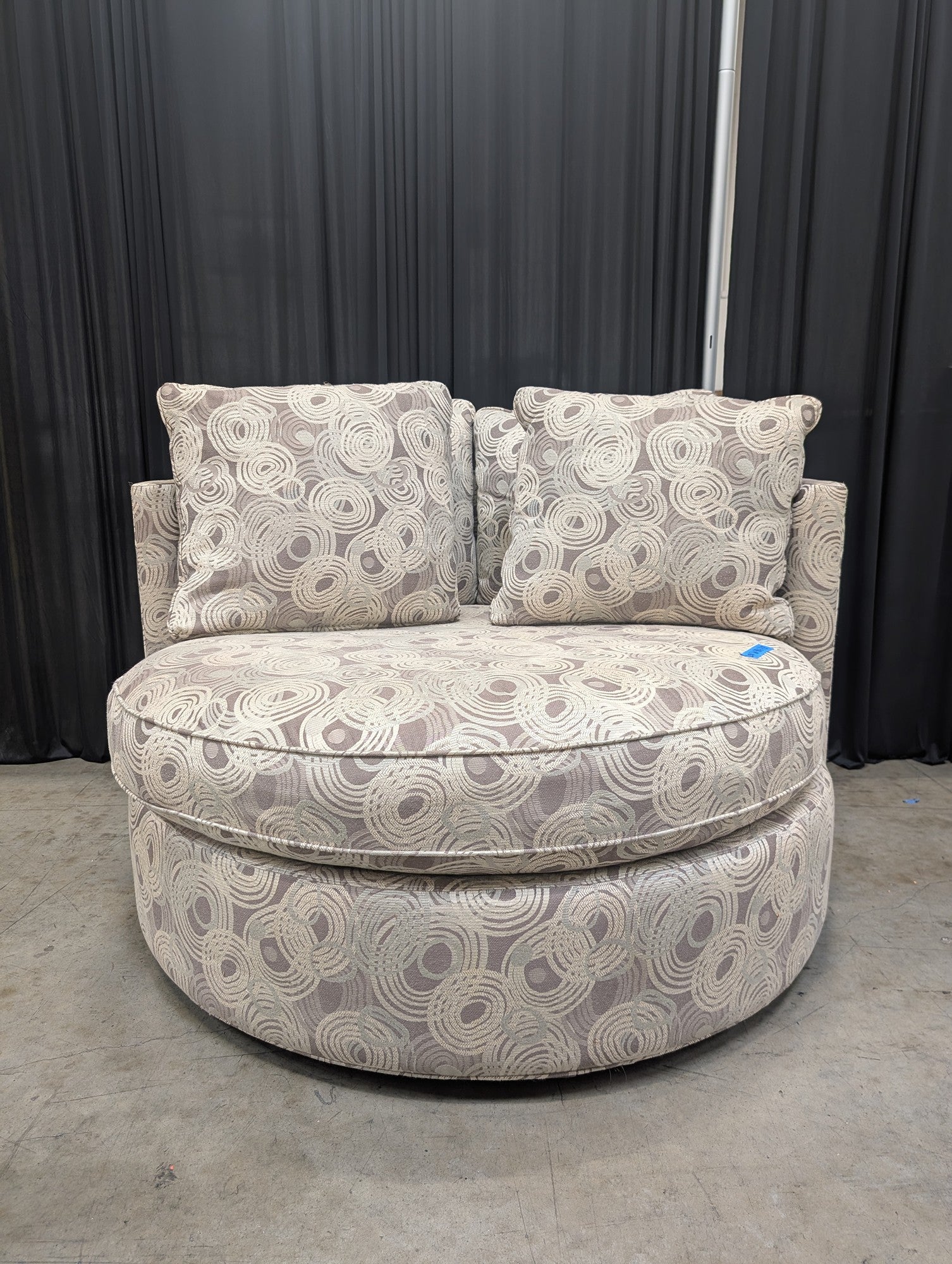 Macy's Modern Concepts Round Swivel Chair in Beige and Grey Swirl