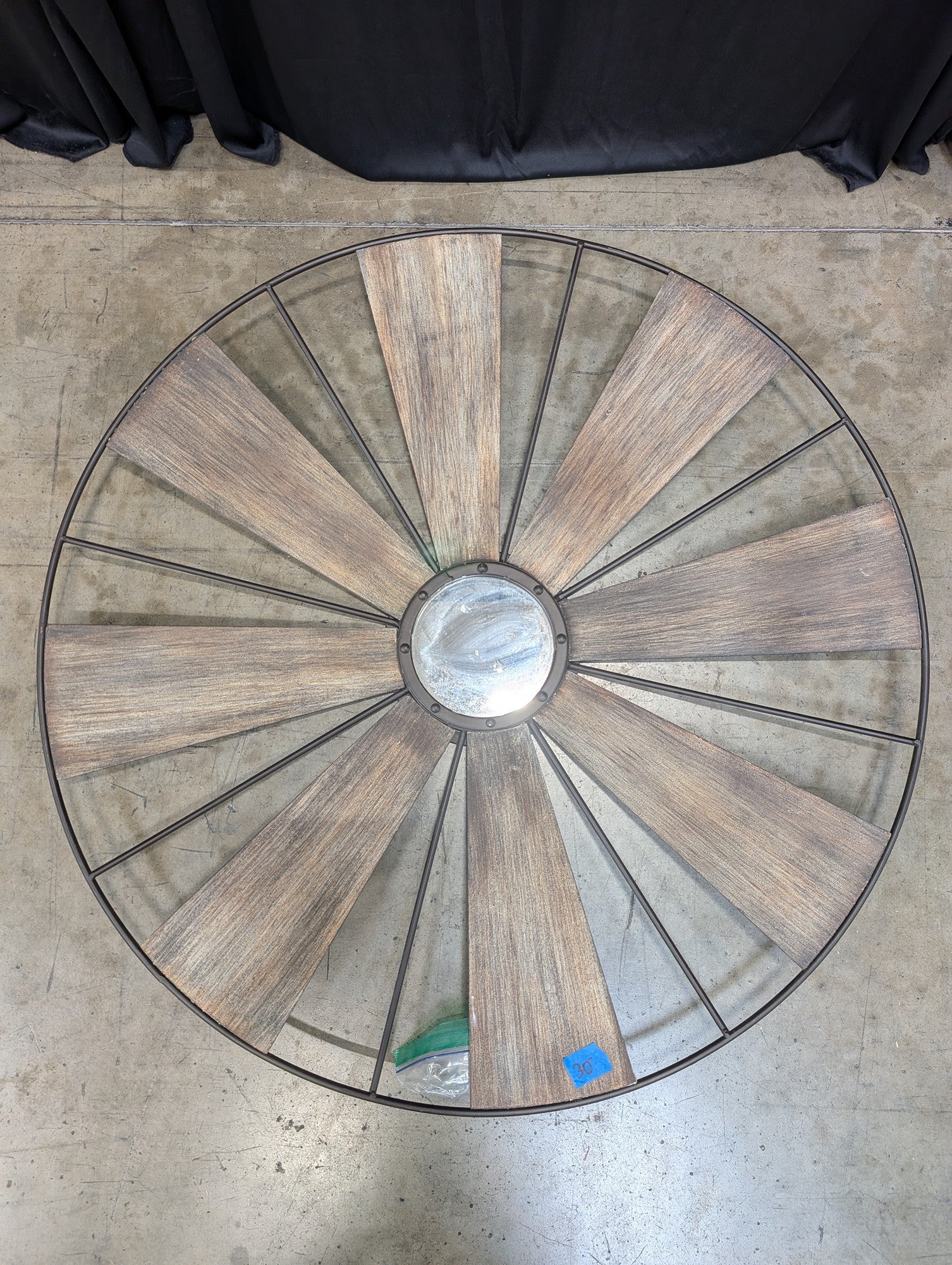 Fetco Home Decor Industrial Wood and Metal Windmill Mirror