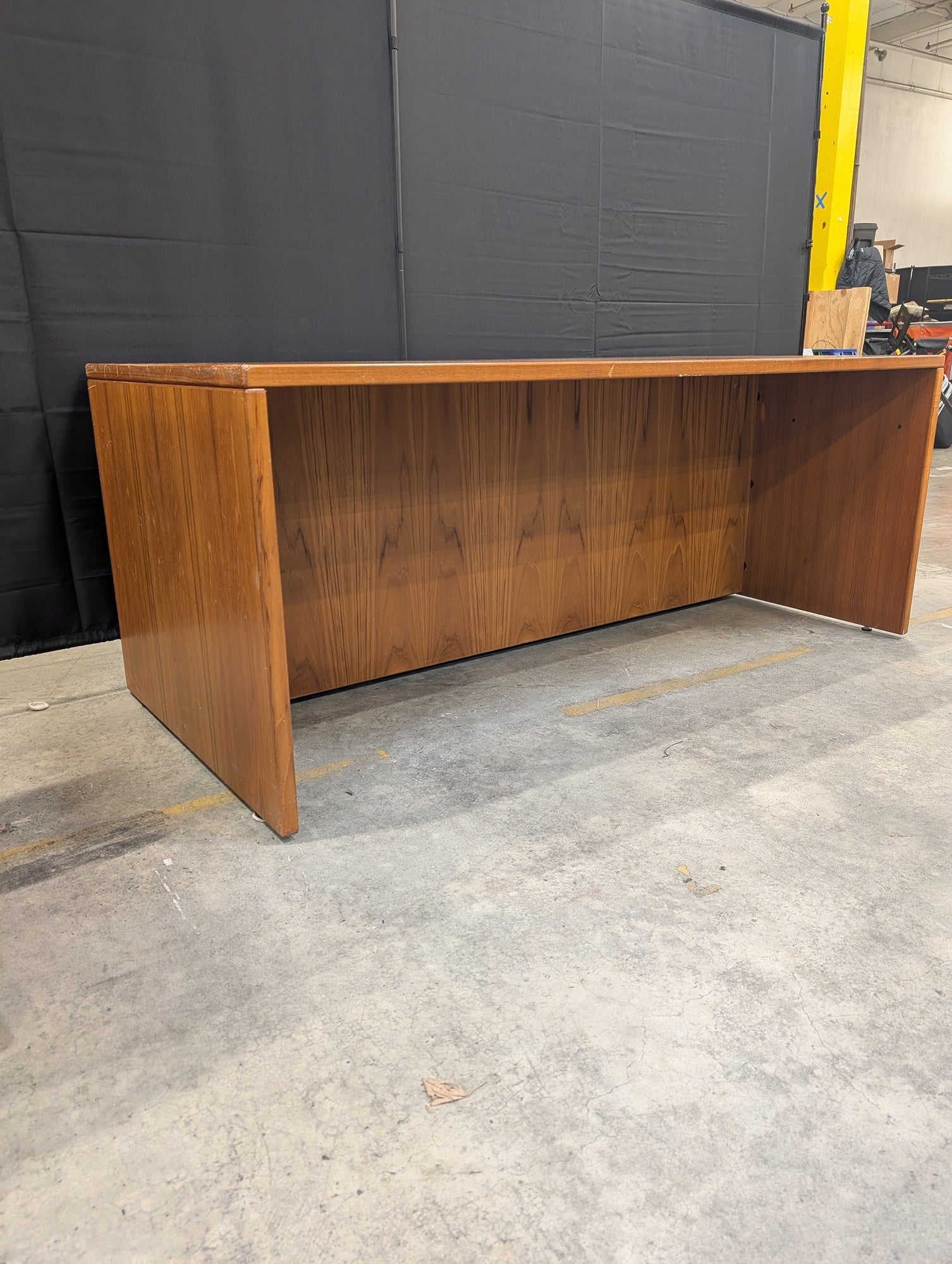 Mid-Century Style Warm Wood Tone Executive Desk