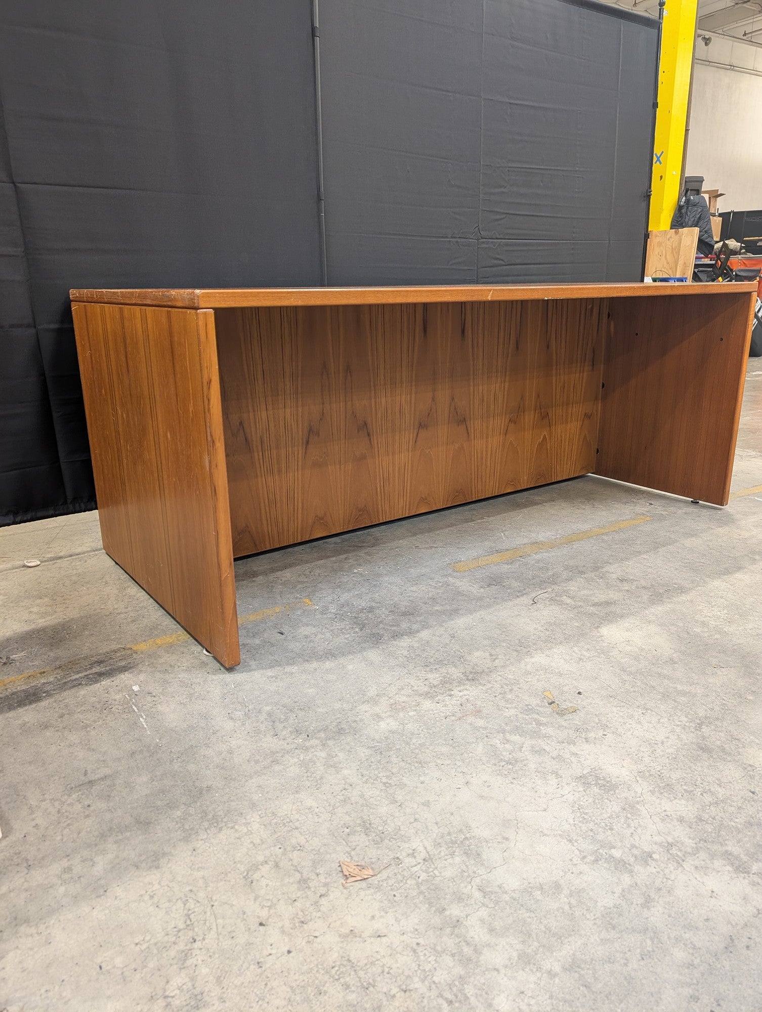 Mid-Century Style Warm Wood Tone Executive Desk