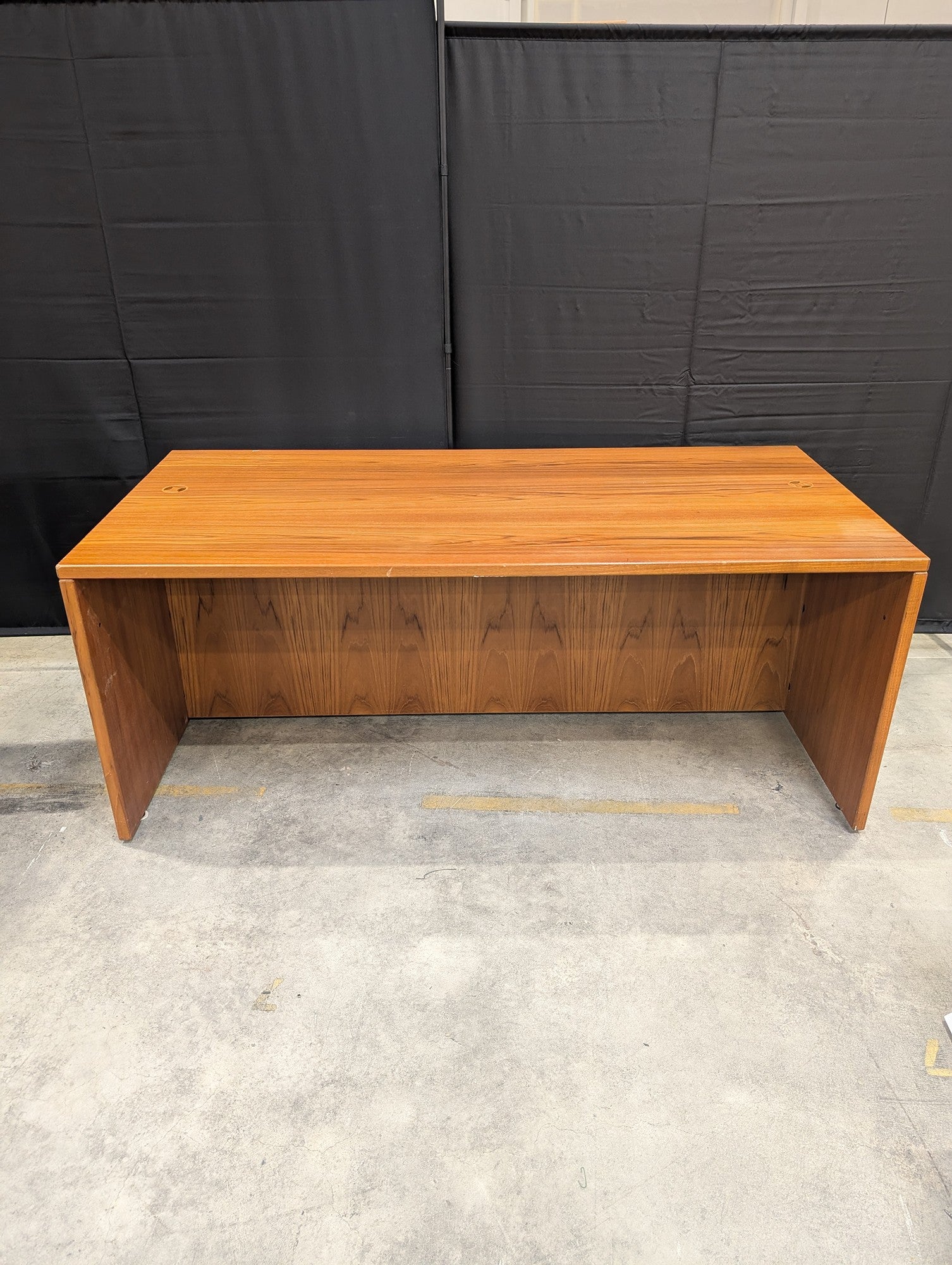 Mid-Century Style Warm Wood Tone Executive Desk
