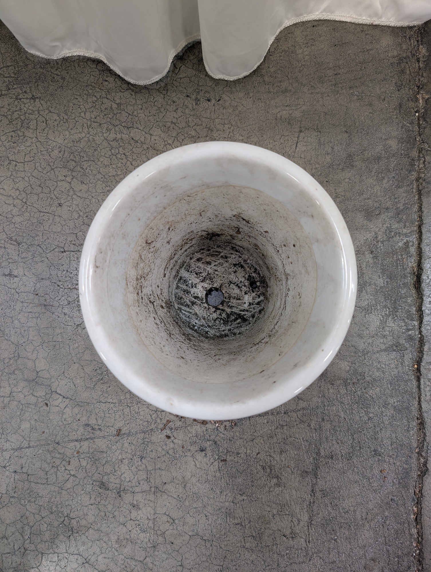 White Ceramic Flowerpot with Floral and Fruit Pattern