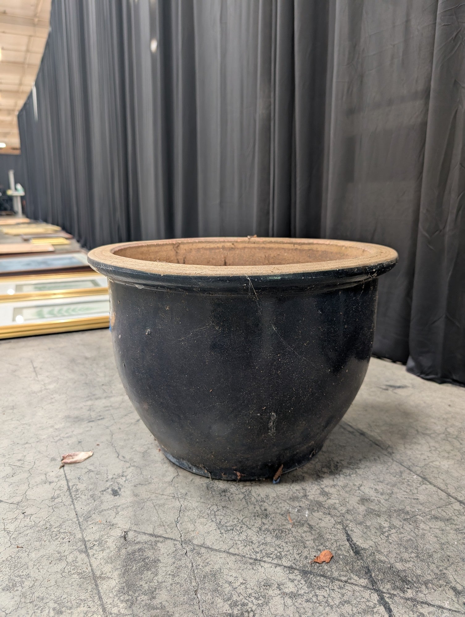 Dark Blue Glazed Ceramic Garden Planter