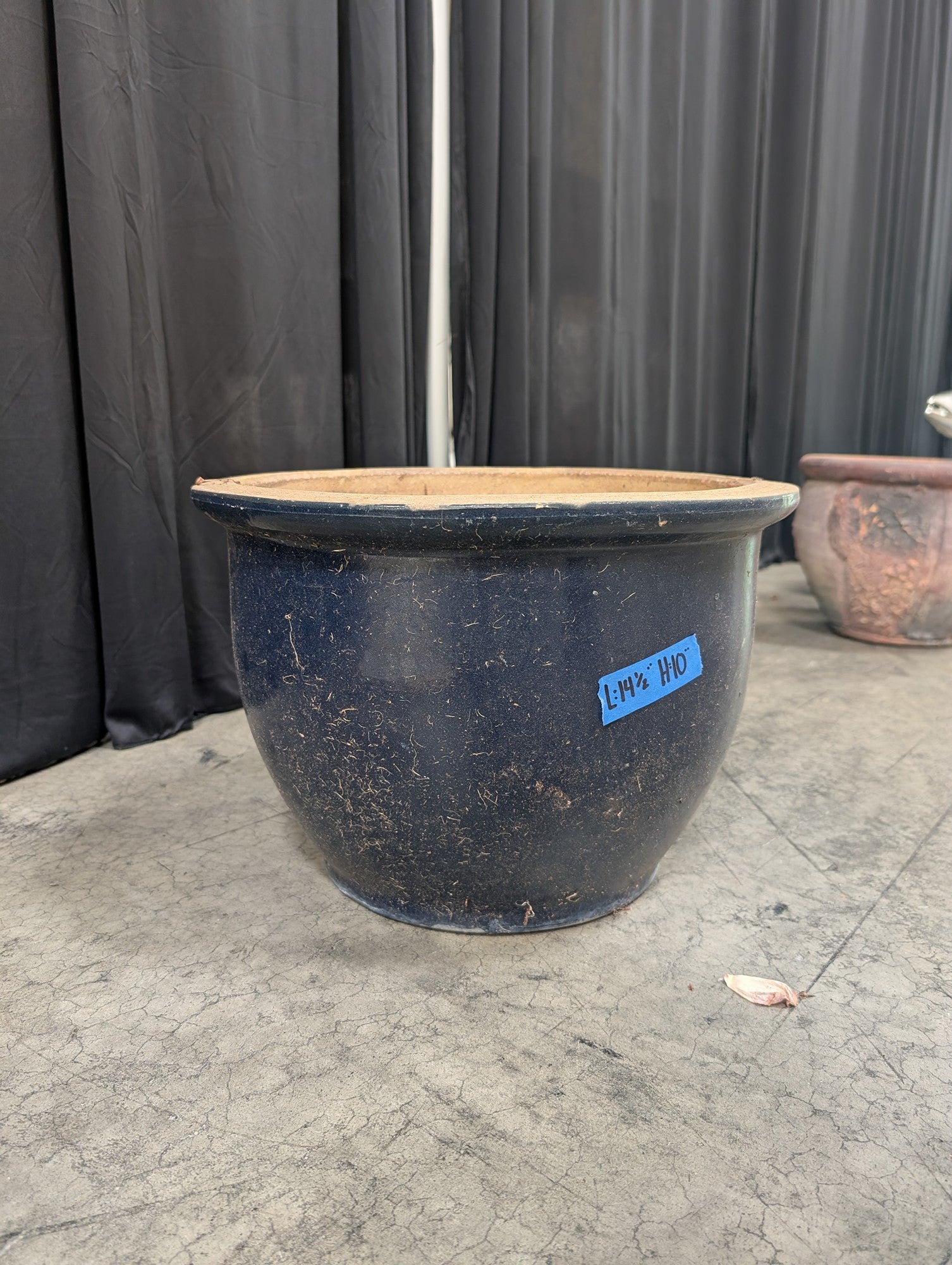 Dark Blue Glazed Ceramic Garden Planter