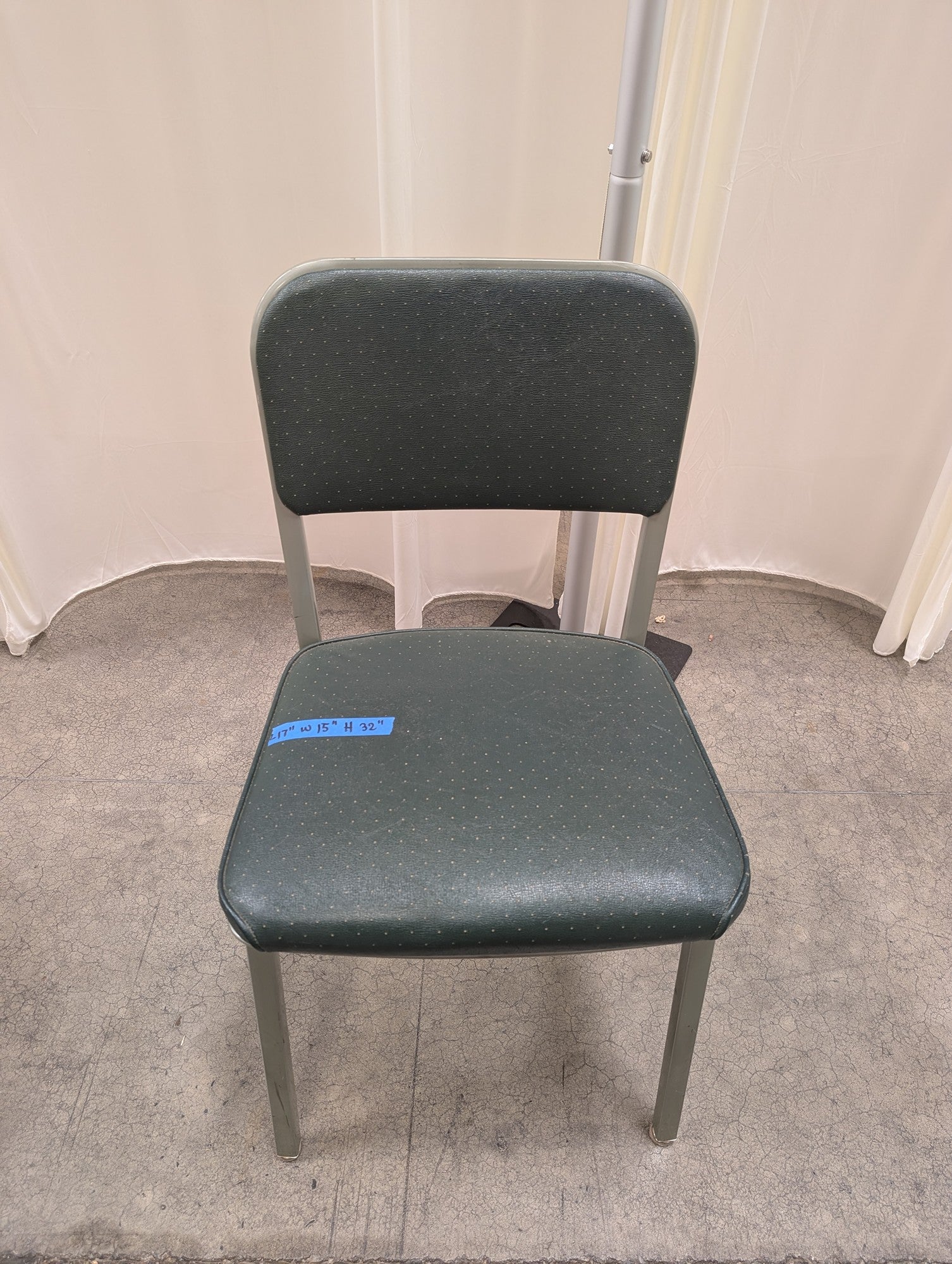 COSCO Grey Metal Utility Chair with Dark Green Upholstery