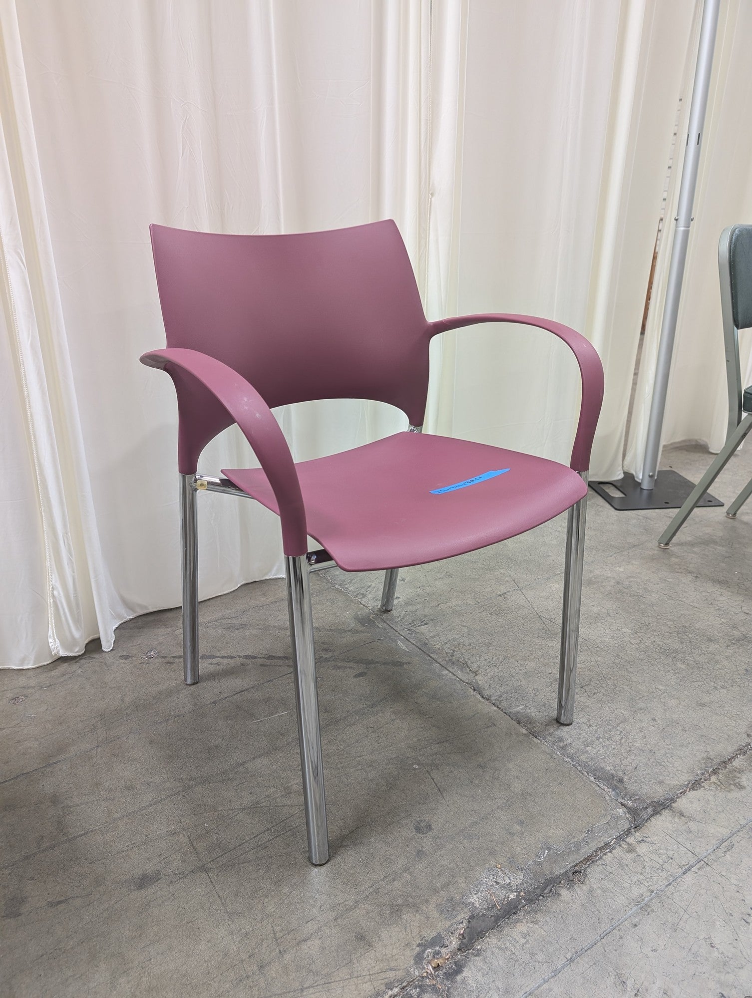 Keilhauer Modern Plum Arm Chair with Chrome Legs
