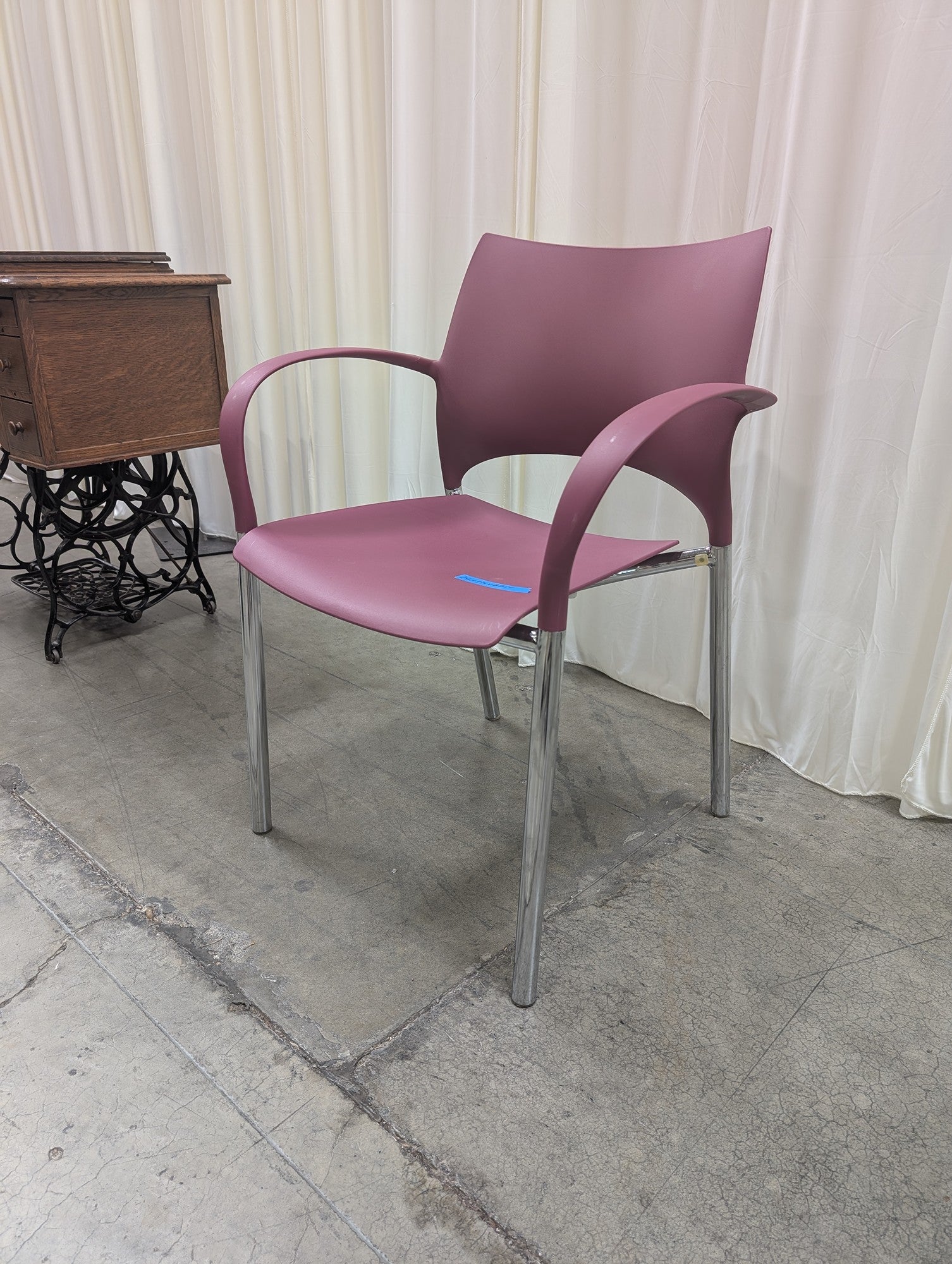 Keilhauer Modern Plum Arm Chair with Chrome Legs