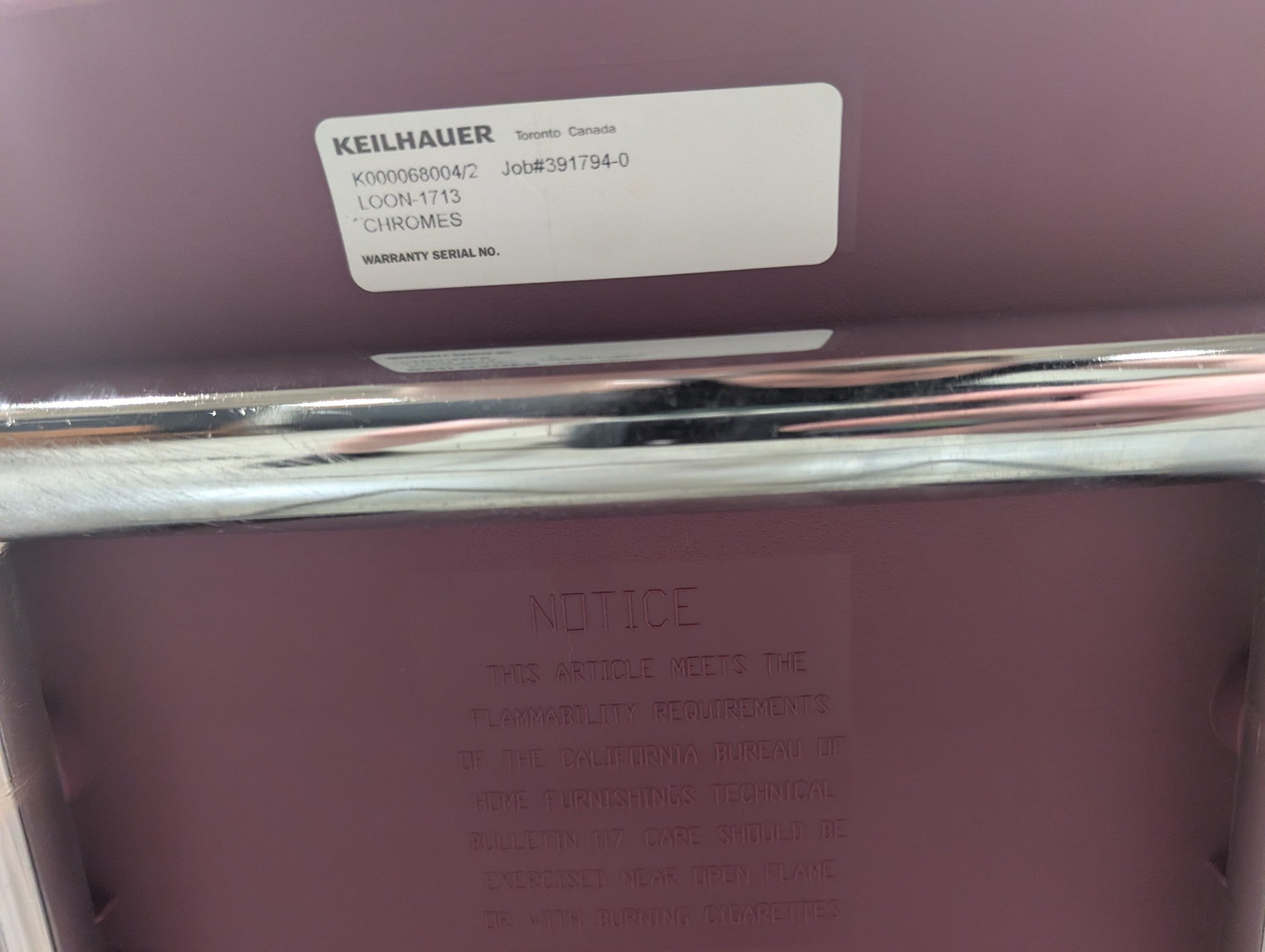 Keilhauer Modern Plum Arm Chair with Chrome Legs