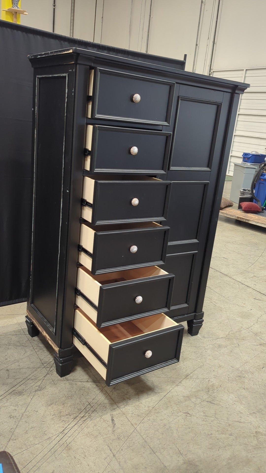 Ashley Furniture Black Wood Armoire with Six Drawers