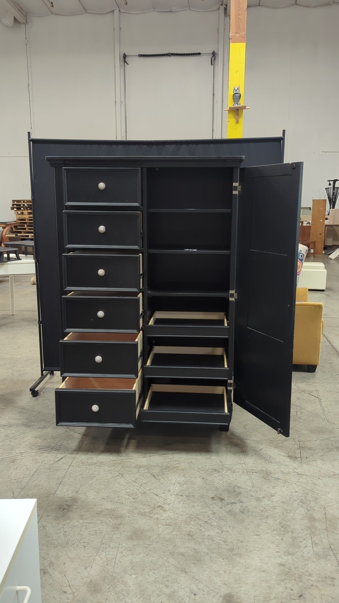 Ashley Furniture Black Wood Armoire with Six Drawers