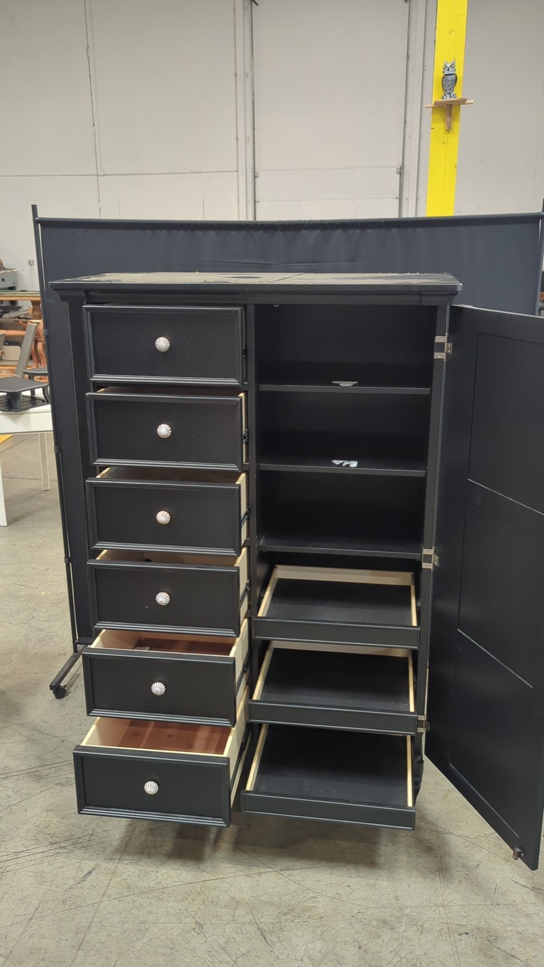 Ashley Furniture Black Wood Armoire with Six Drawers