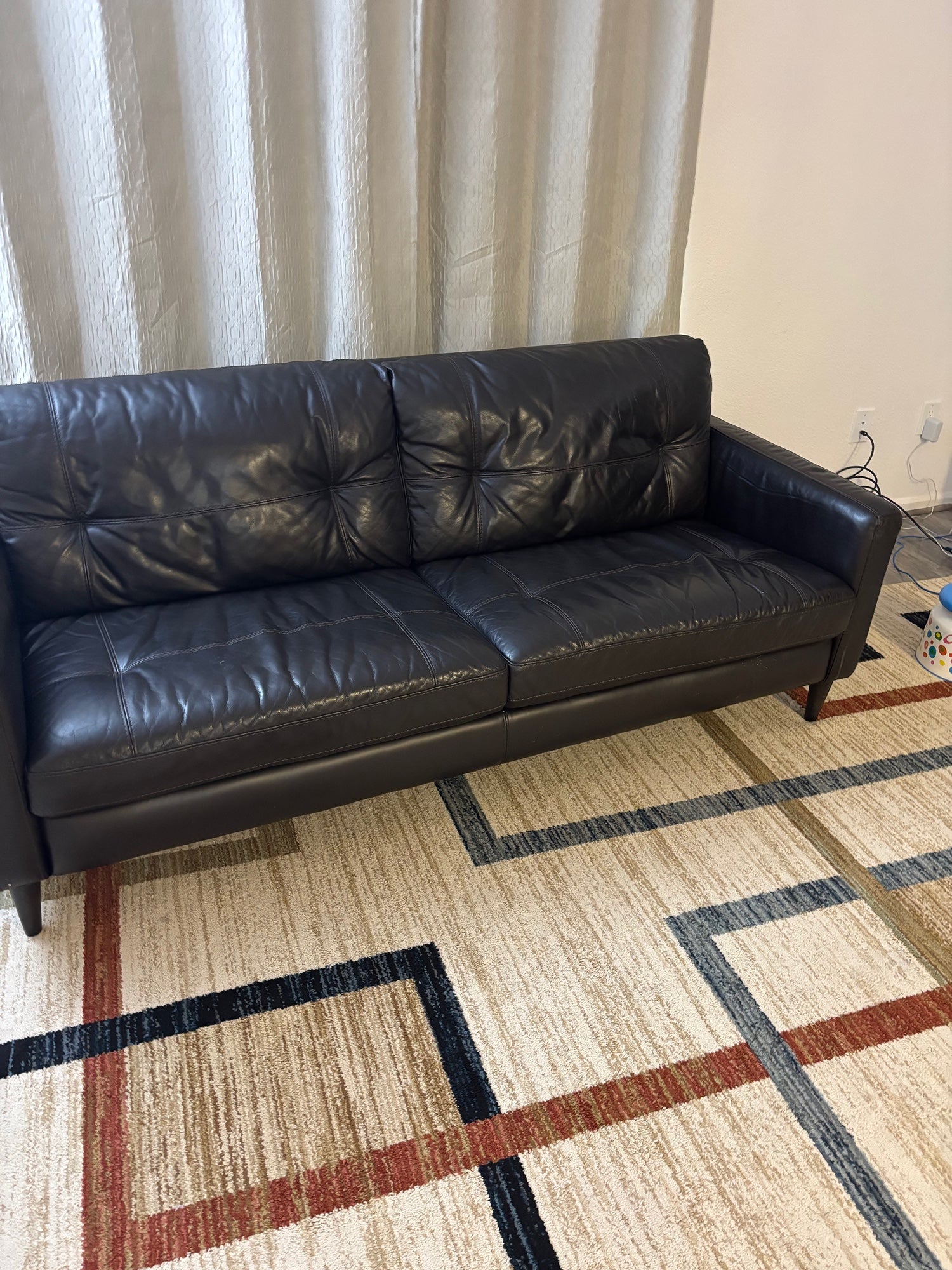 Contemporary Dark Brown Leather Two-Seater Sofa