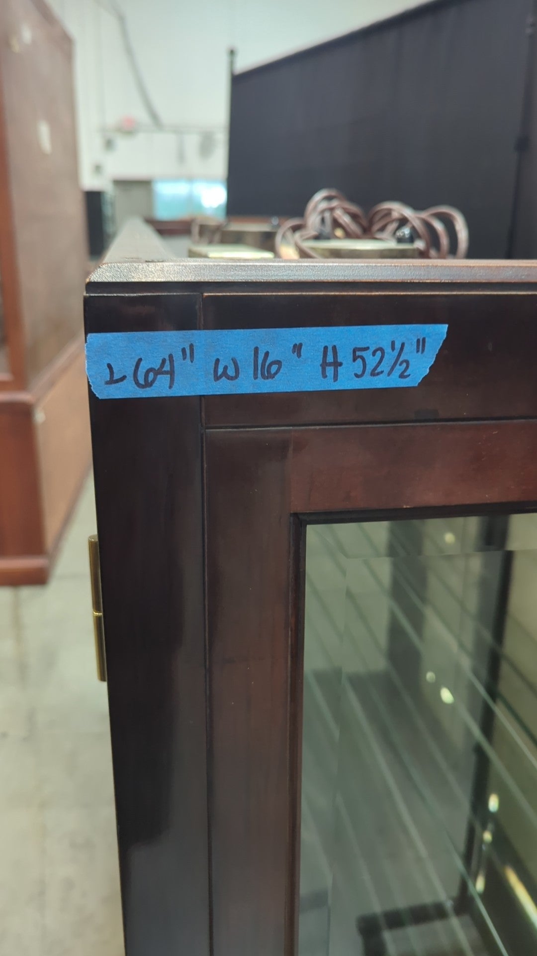WHITE Mandarin Dark Wood China Cabinet with Glass Doors