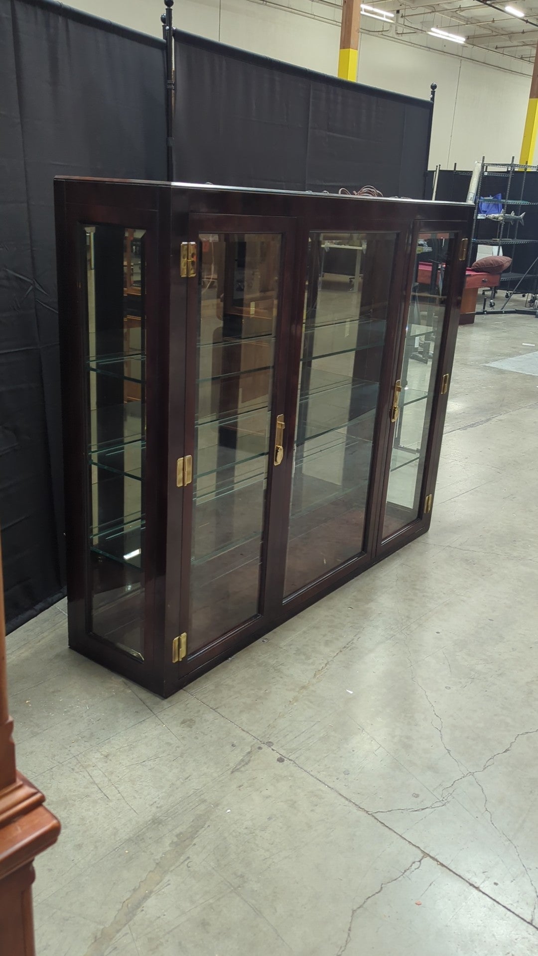 WHITE Mandarin Dark Wood China Cabinet with Glass Doors