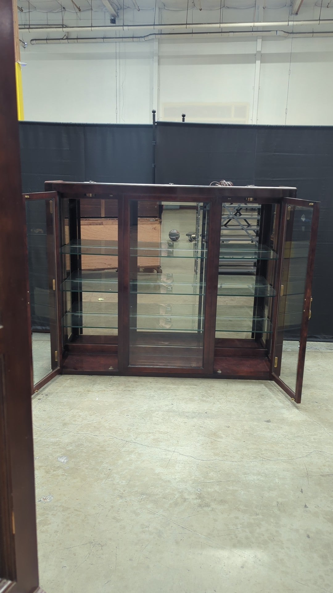 WHITE Mandarin Dark Wood China Cabinet with Glass Doors