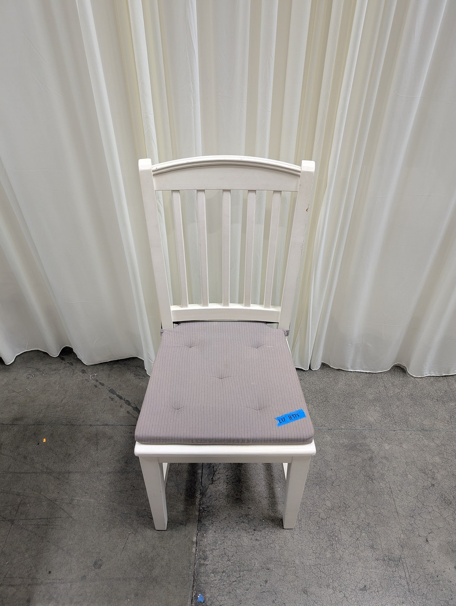 Cafe Kid White Wood Dining Chair with Grey Cushion
