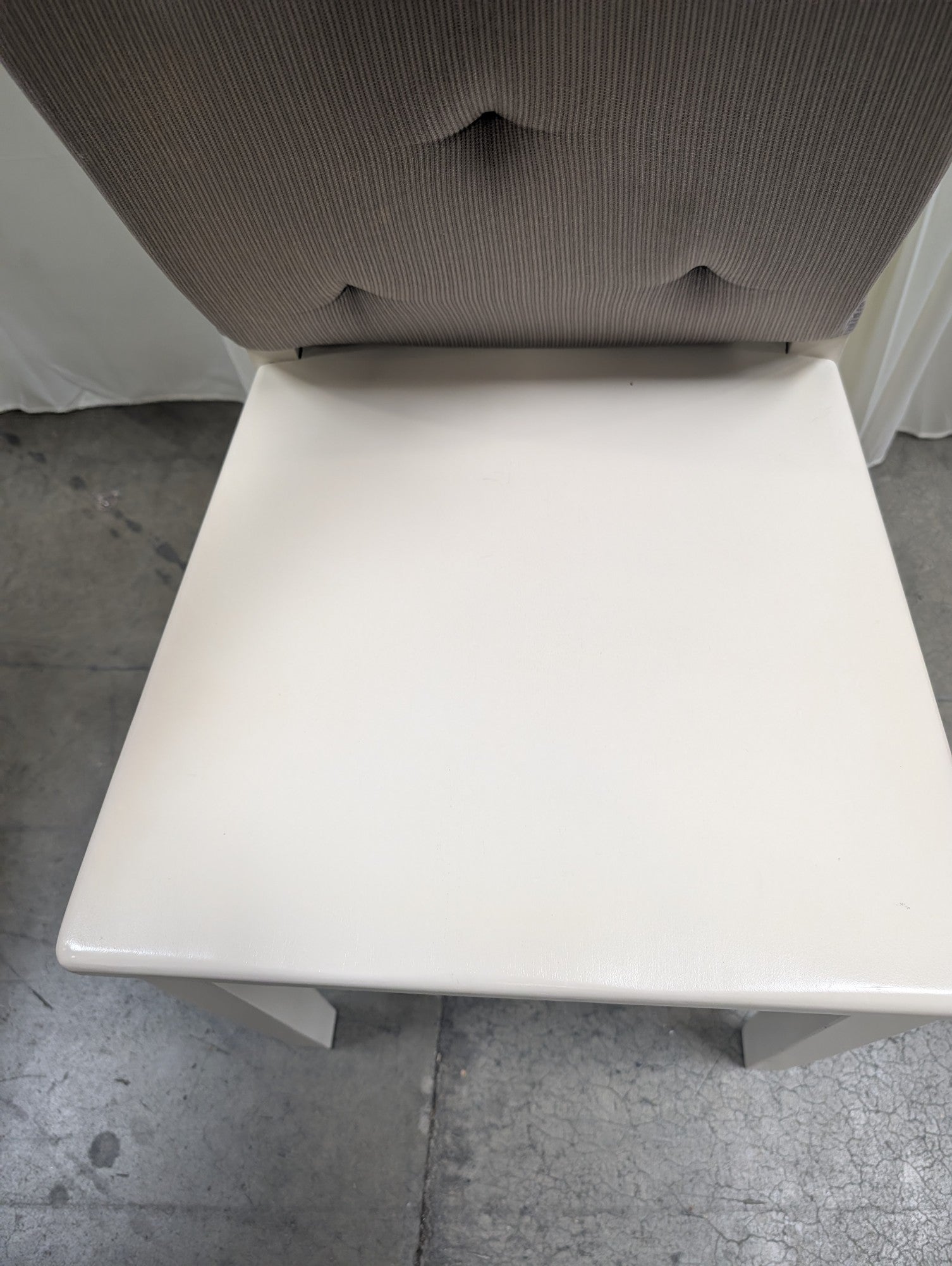 Cafe Kid White Wood Dining Chair with Grey Cushion
