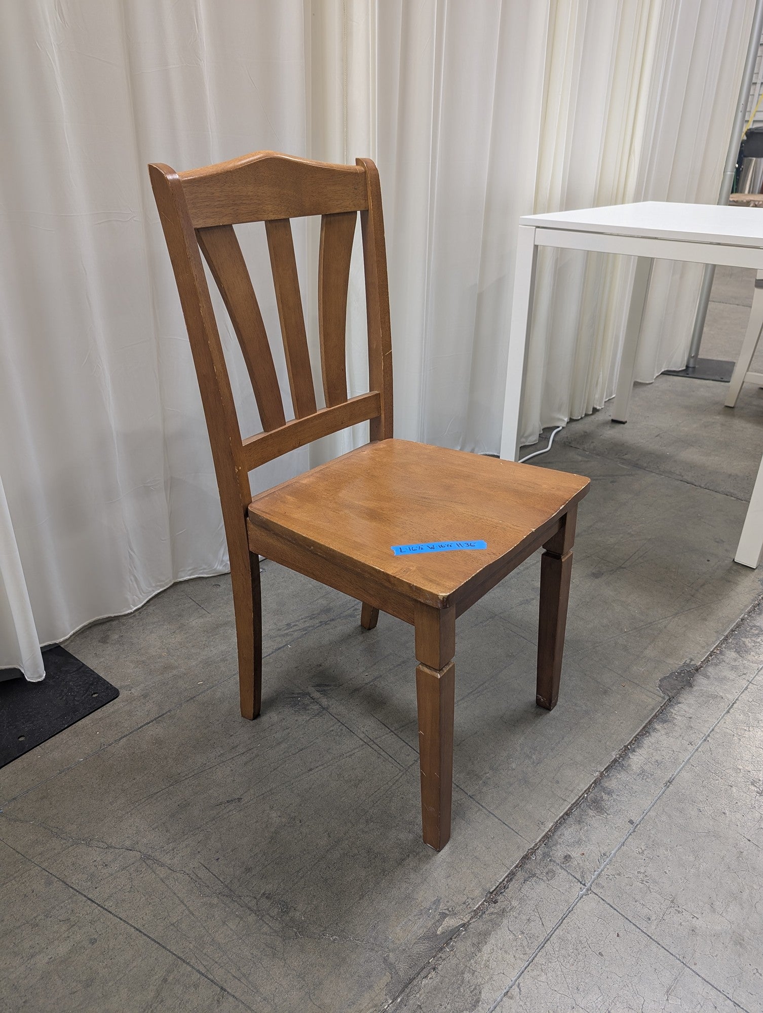 Brown Wood Dining Chair with Slatted Back
