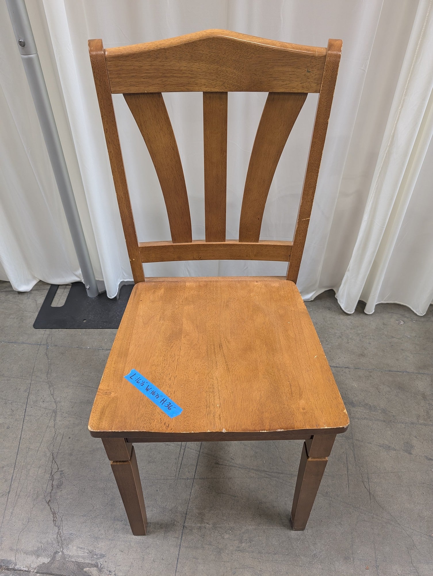 Brown Wood Dining Chair with Slatted Back