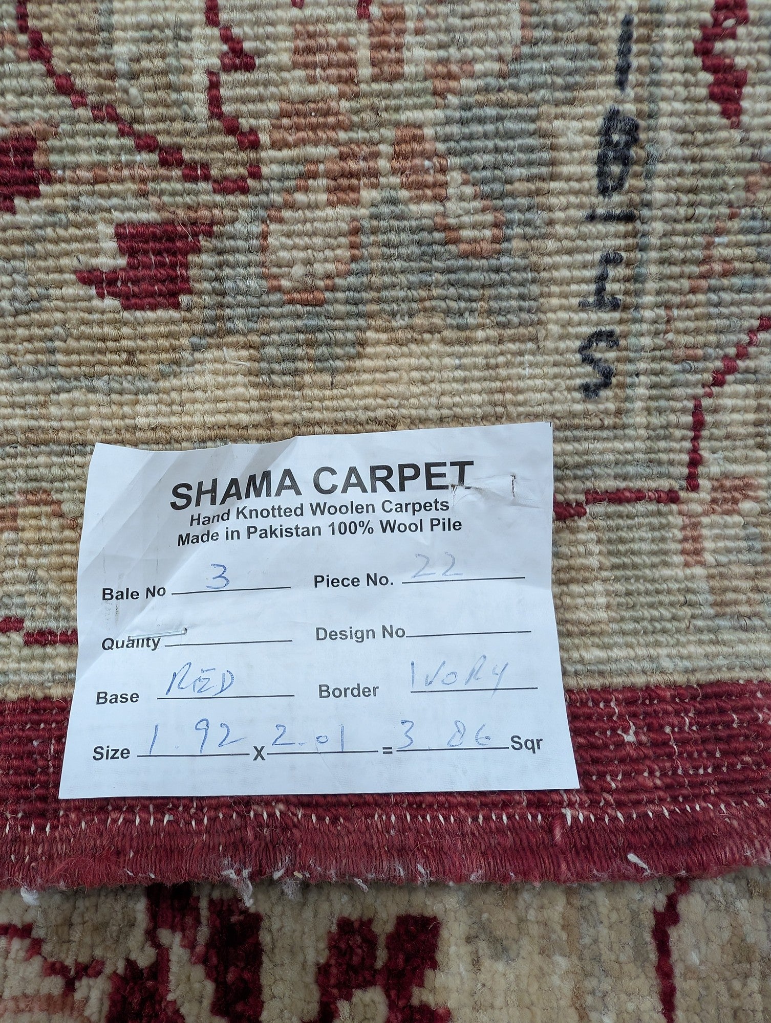 SHAMA CARPET Red and Ivory Hand-Knotted Area Rug in Wool