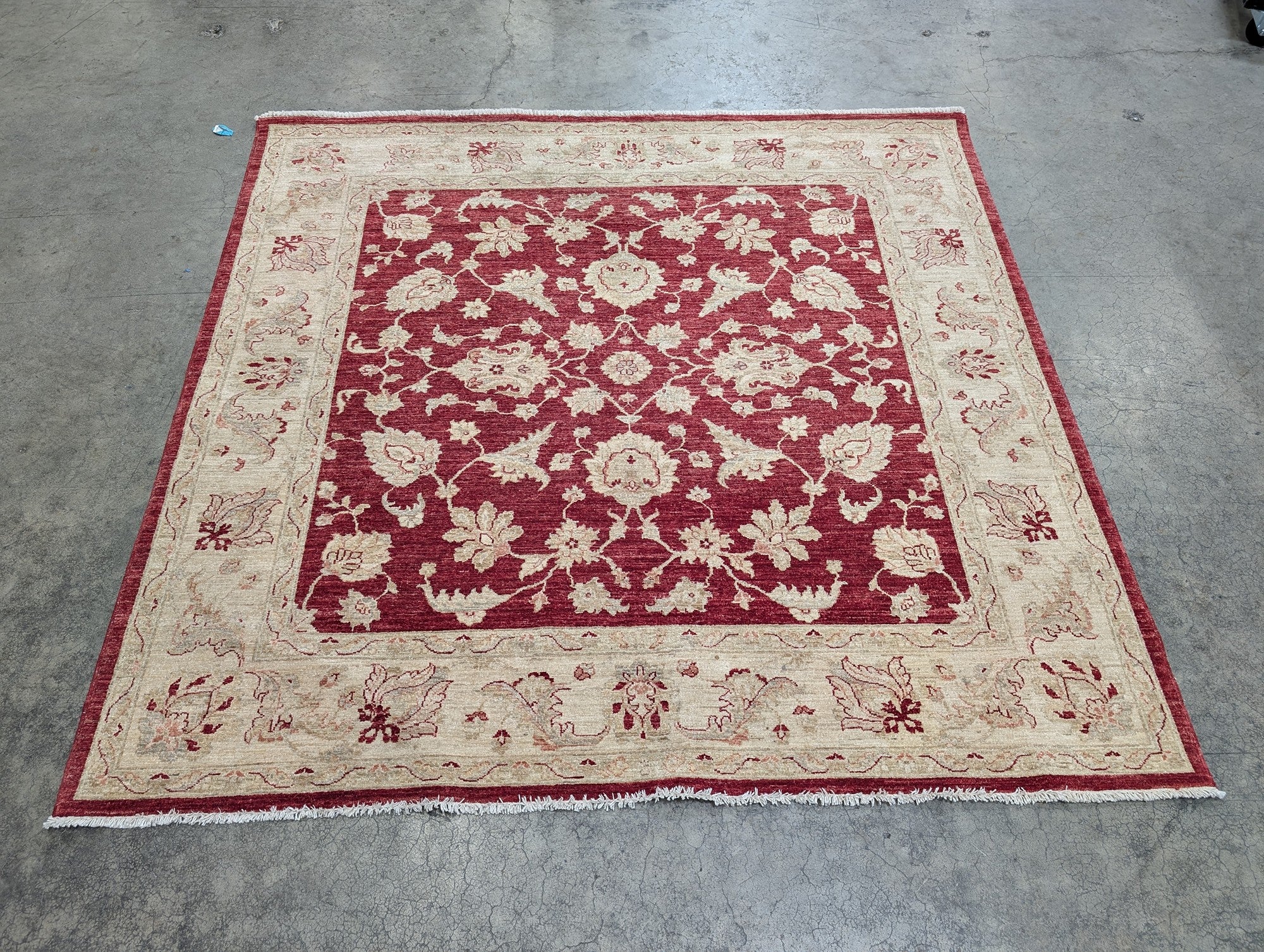 SHAMA CARPET Red and Ivory Hand-Knotted Area Rug in Wool