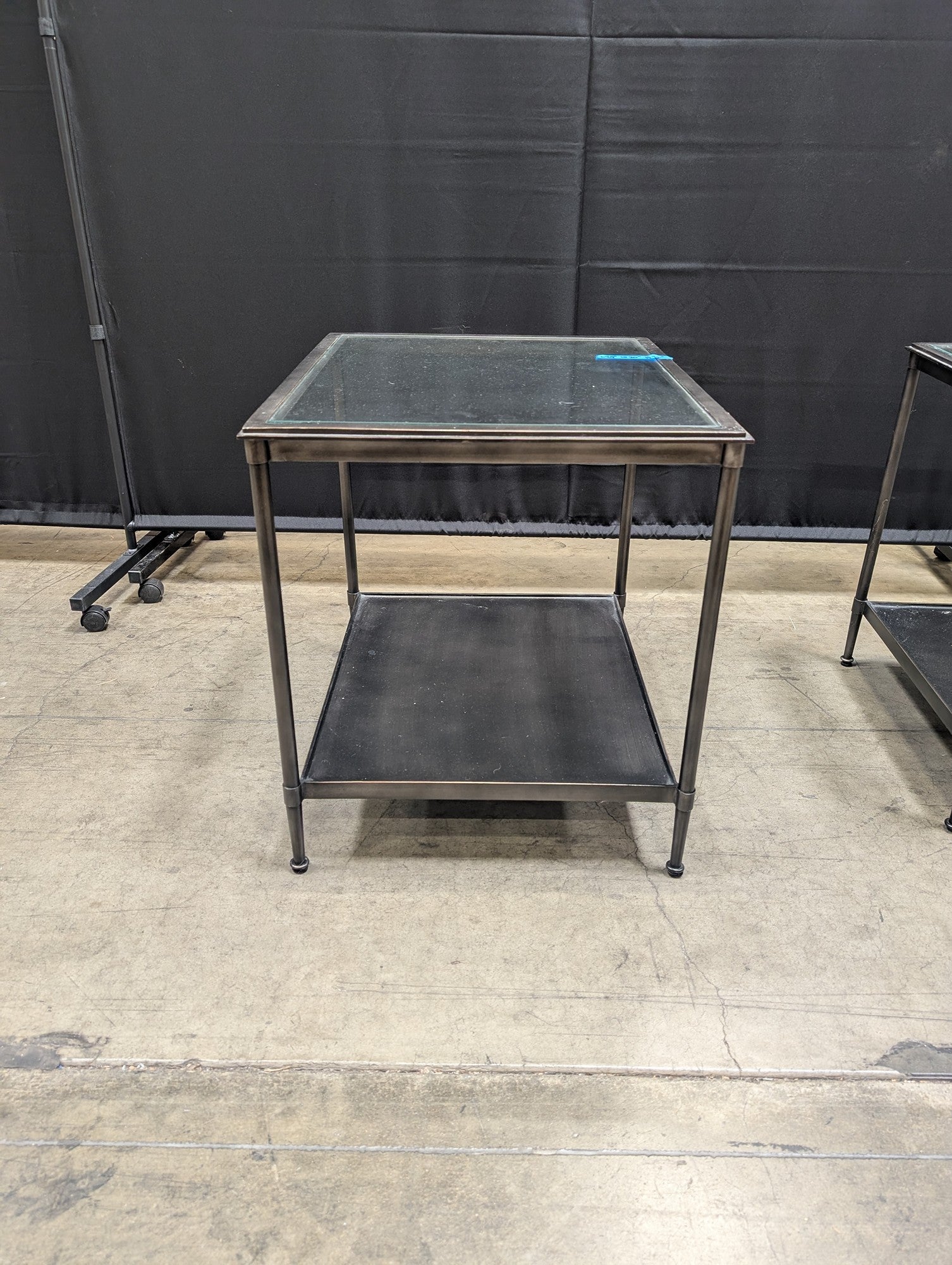 Modern Industrial Metal & Glass Square Side Table