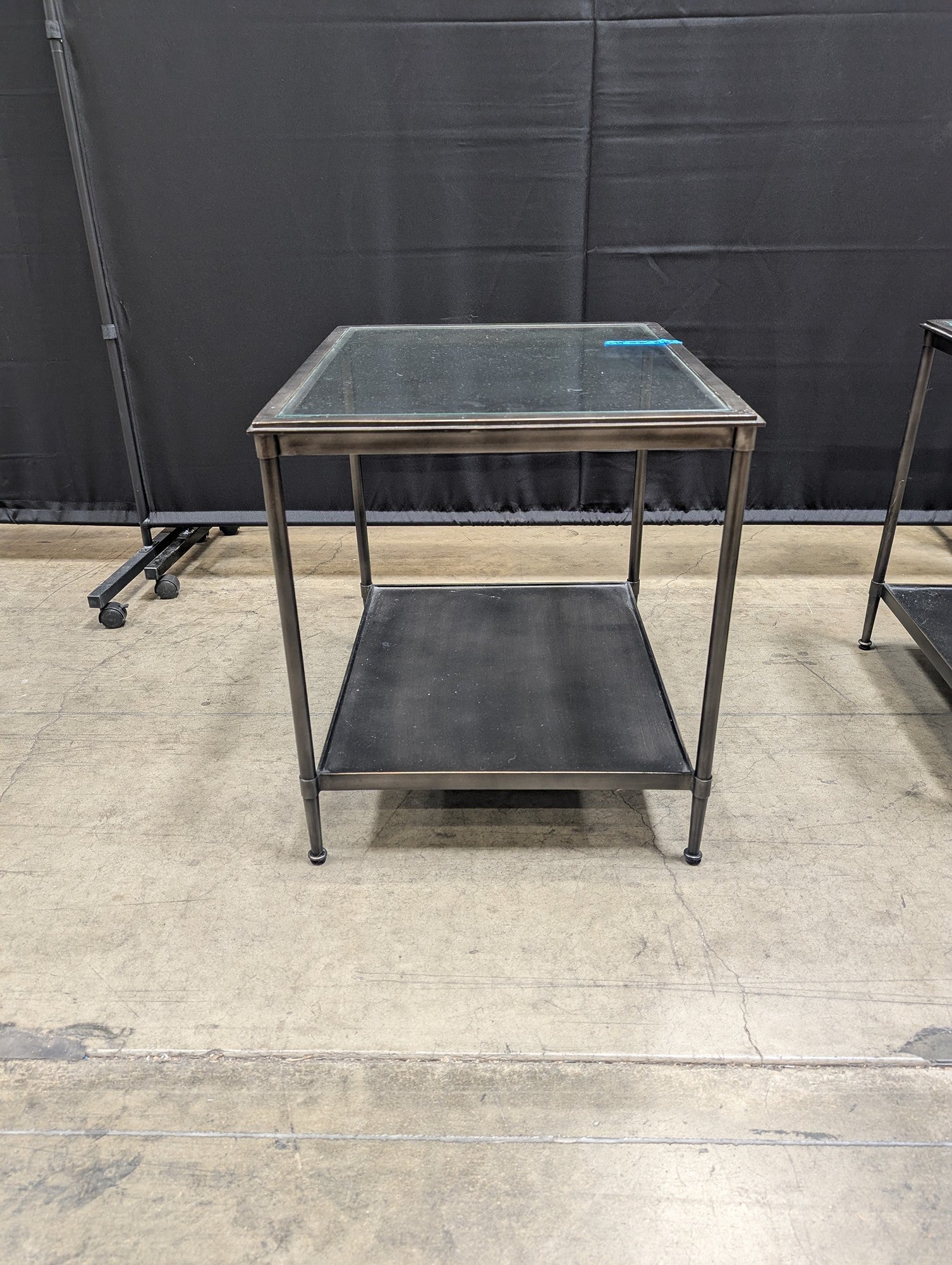 Modern Industrial Metal & Glass Square Side Table