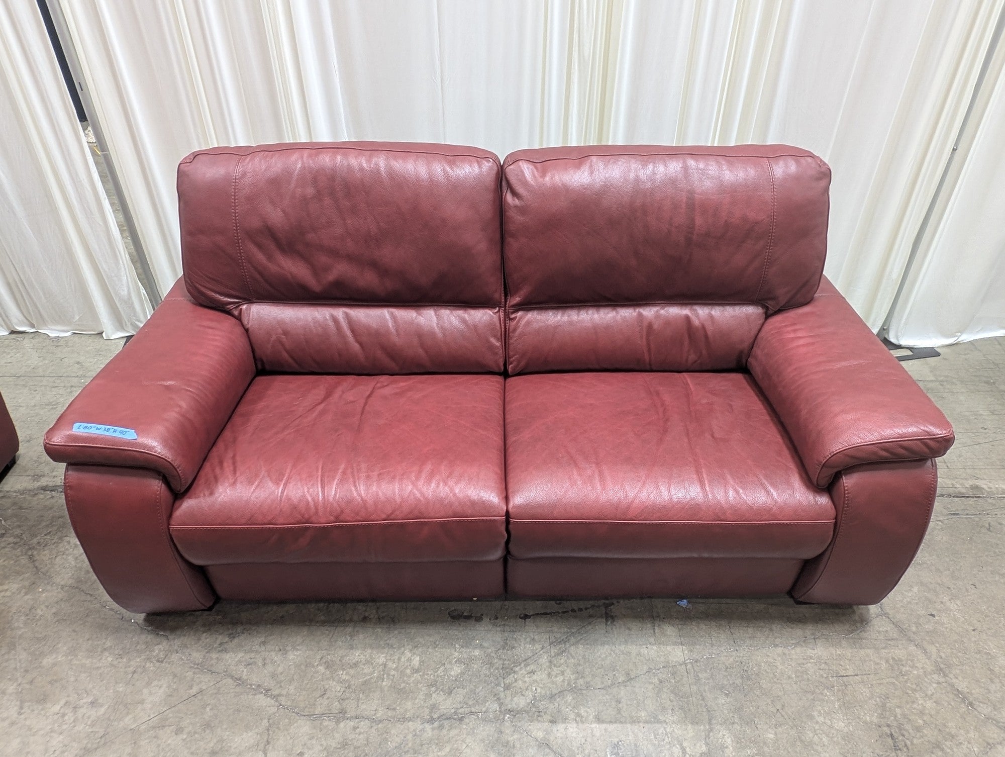 Burgundy Power Reclining Couch in Leather
