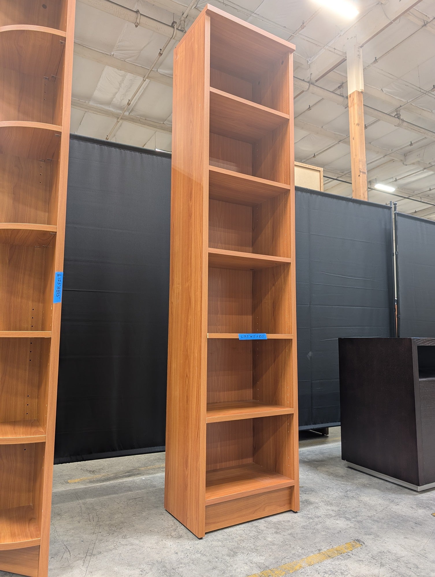 Tall Wood Veneer Bookcase with Adjustable Shelves