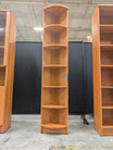 Tall Corner Six-Shelf Bookcase in Cherry Wood Finish