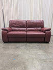 Burgundy Power Reclining Couch in Leather