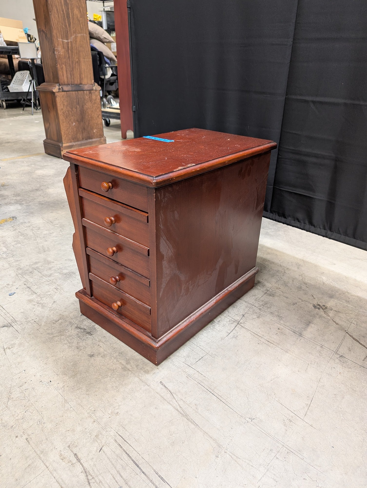 Wooden Bedside Cabinet with Five Drawers and Magazine Rack