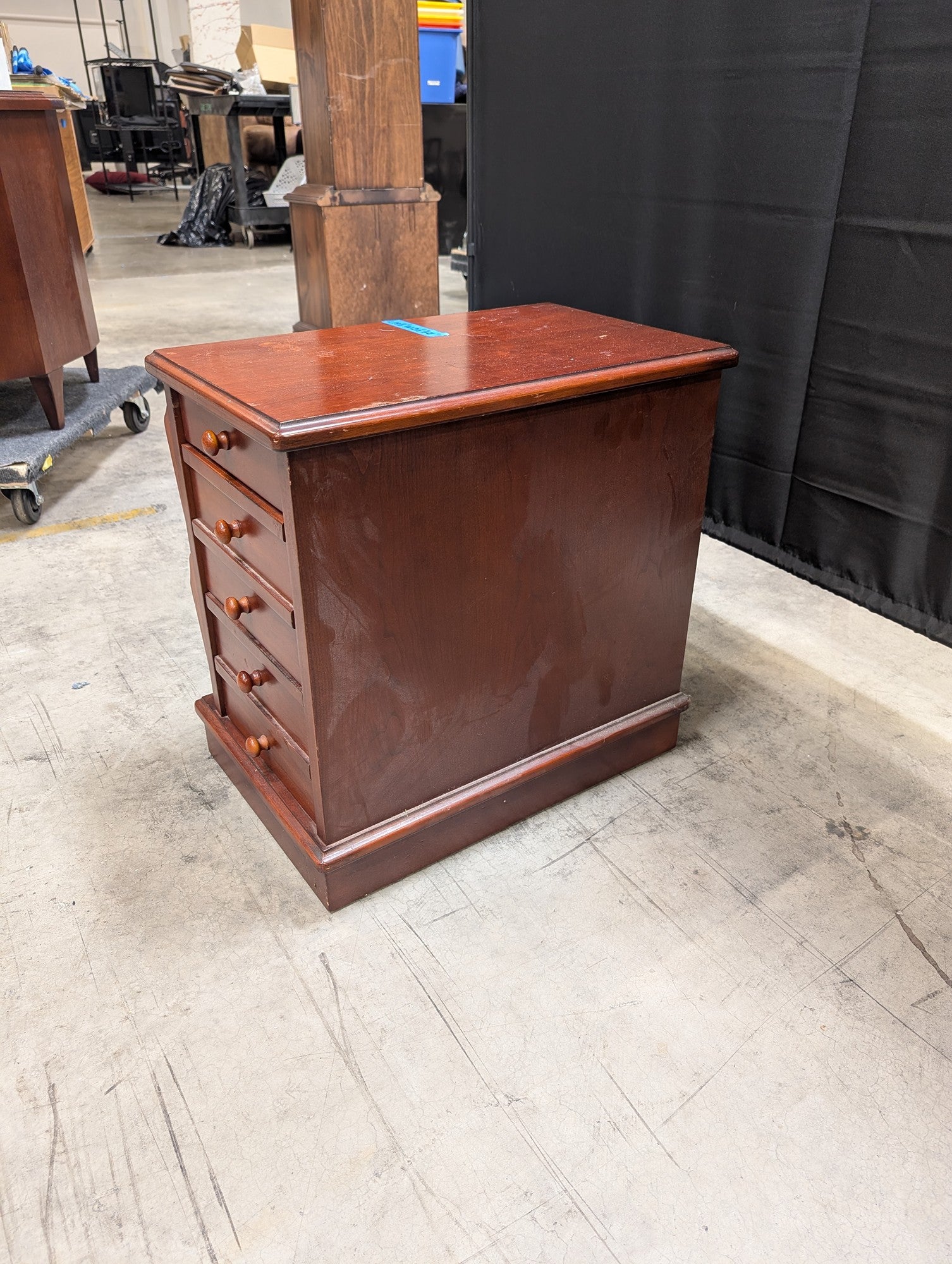 Wooden Bedside Cabinet with Five Drawers and Magazine Rack
