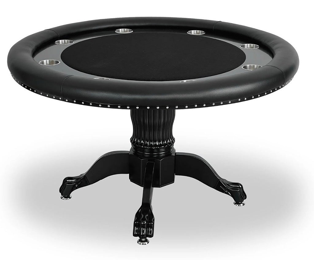 Round Black Pedestal Poker Table with Cup Holders