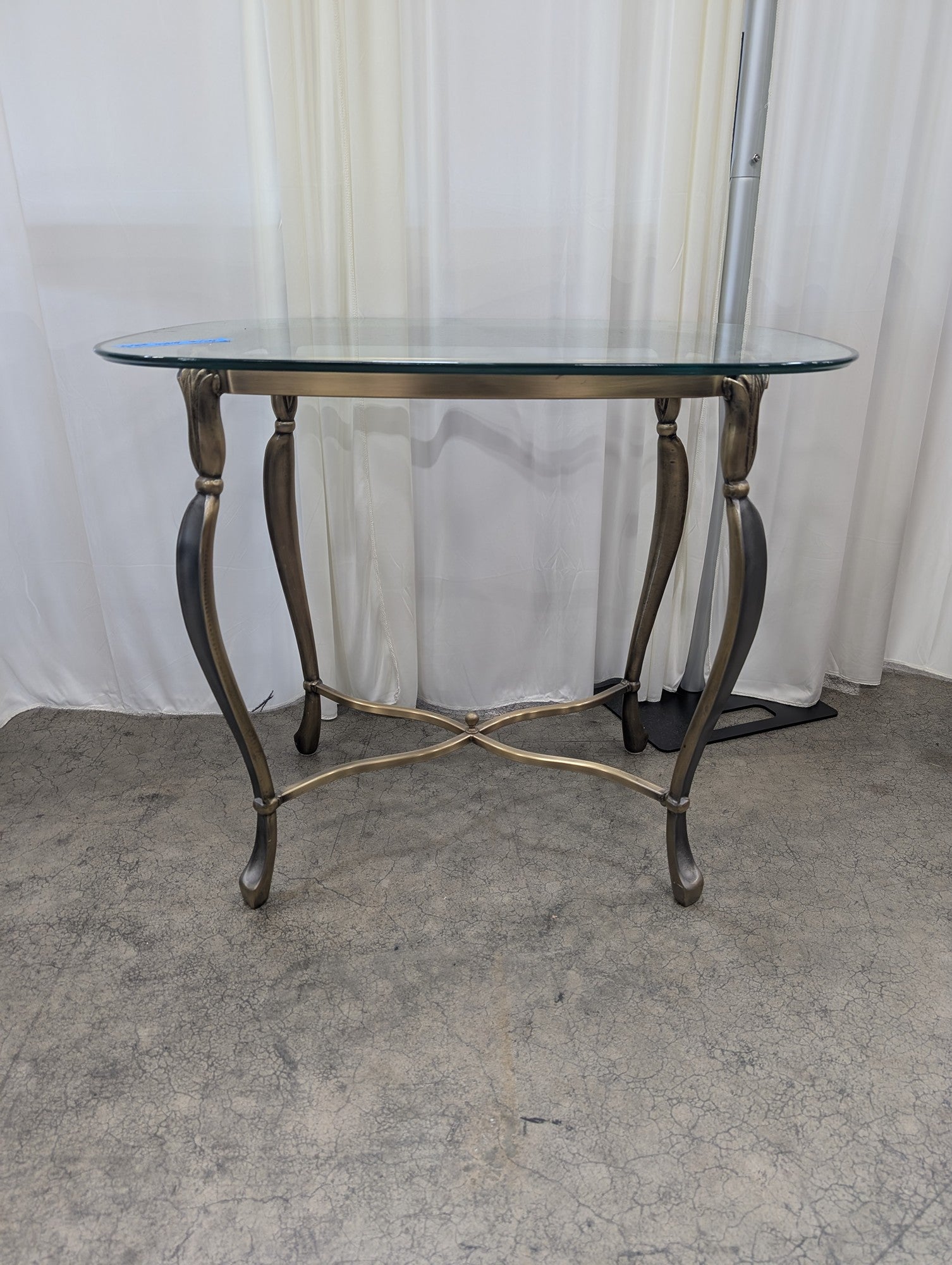 Traditional Metal End Table with Glass Top