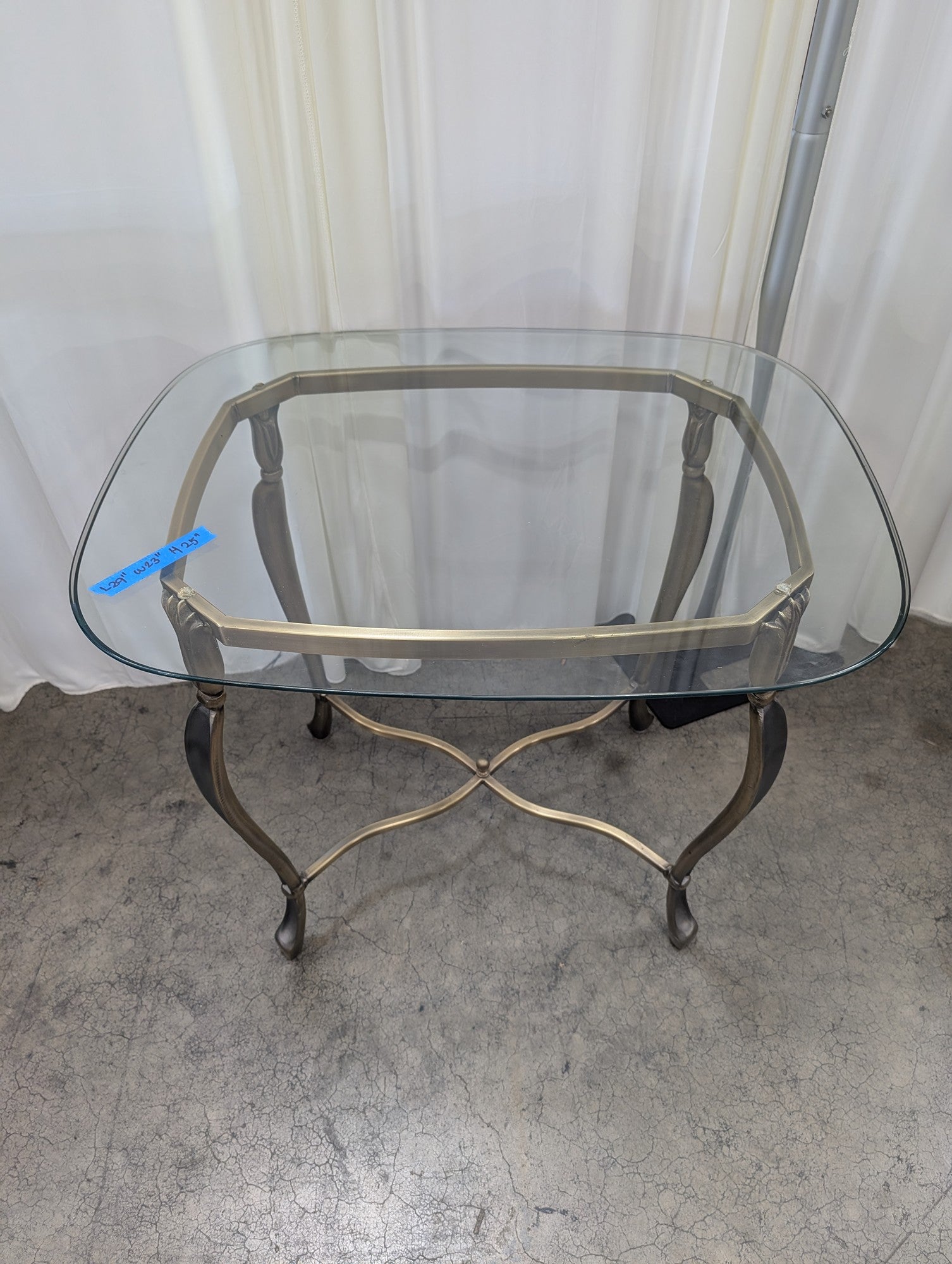 Traditional Metal End Table with Glass Top