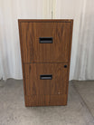 Brown Wood Grain Two-Drawer Filing Cabinet with Lock