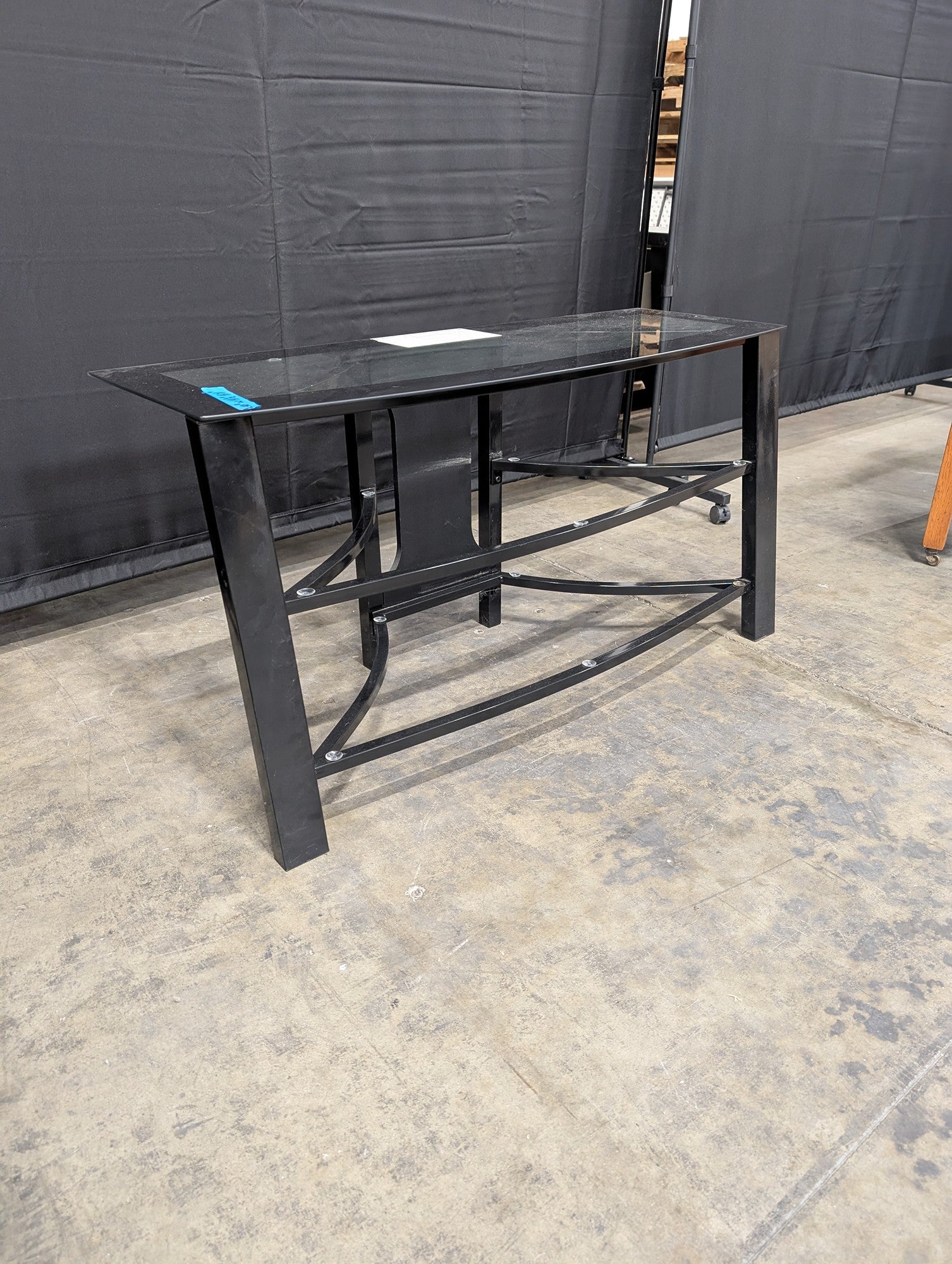 Black Metal Frame TV Stand with Glass Top