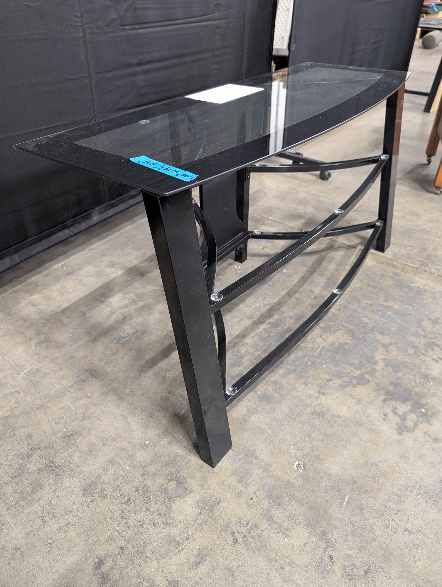 Black Metal Frame TV Stand with Glass Top
