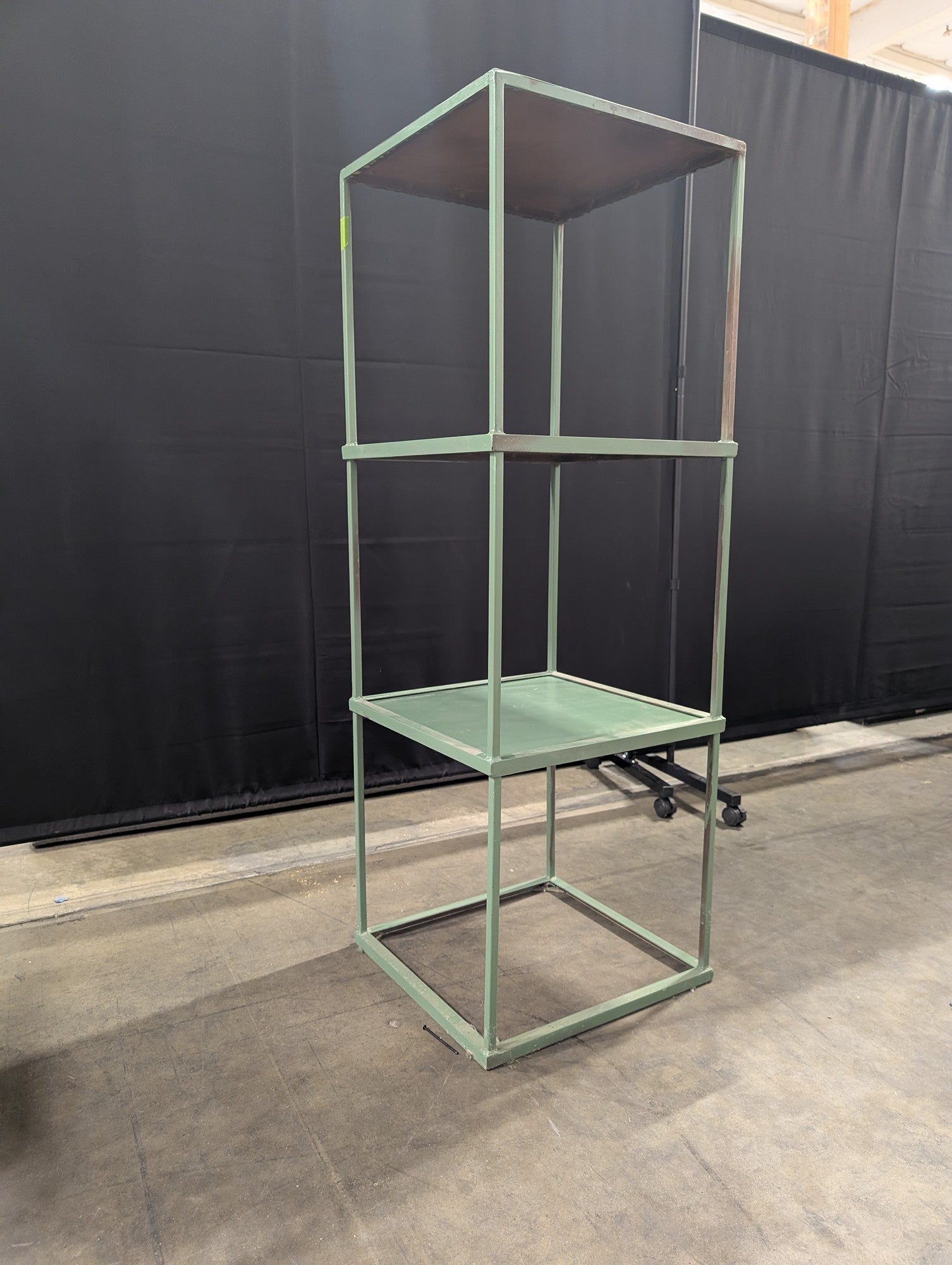 Sage Green Industrial Three-Tier Bookcase