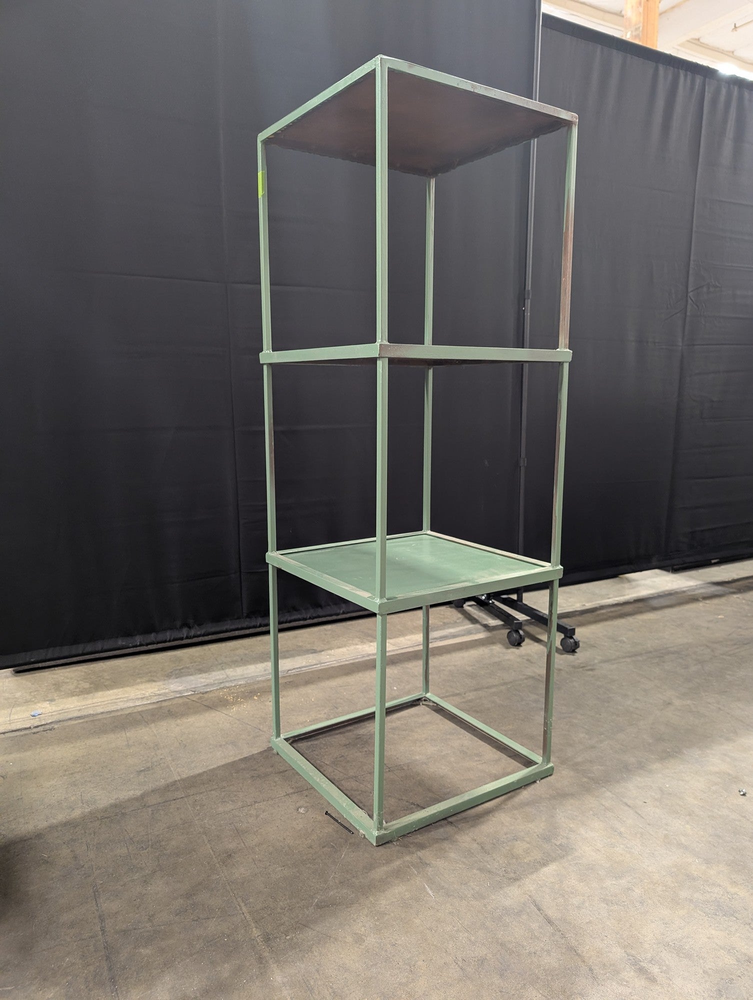 Sage Green Industrial Three-Tier Bookcase